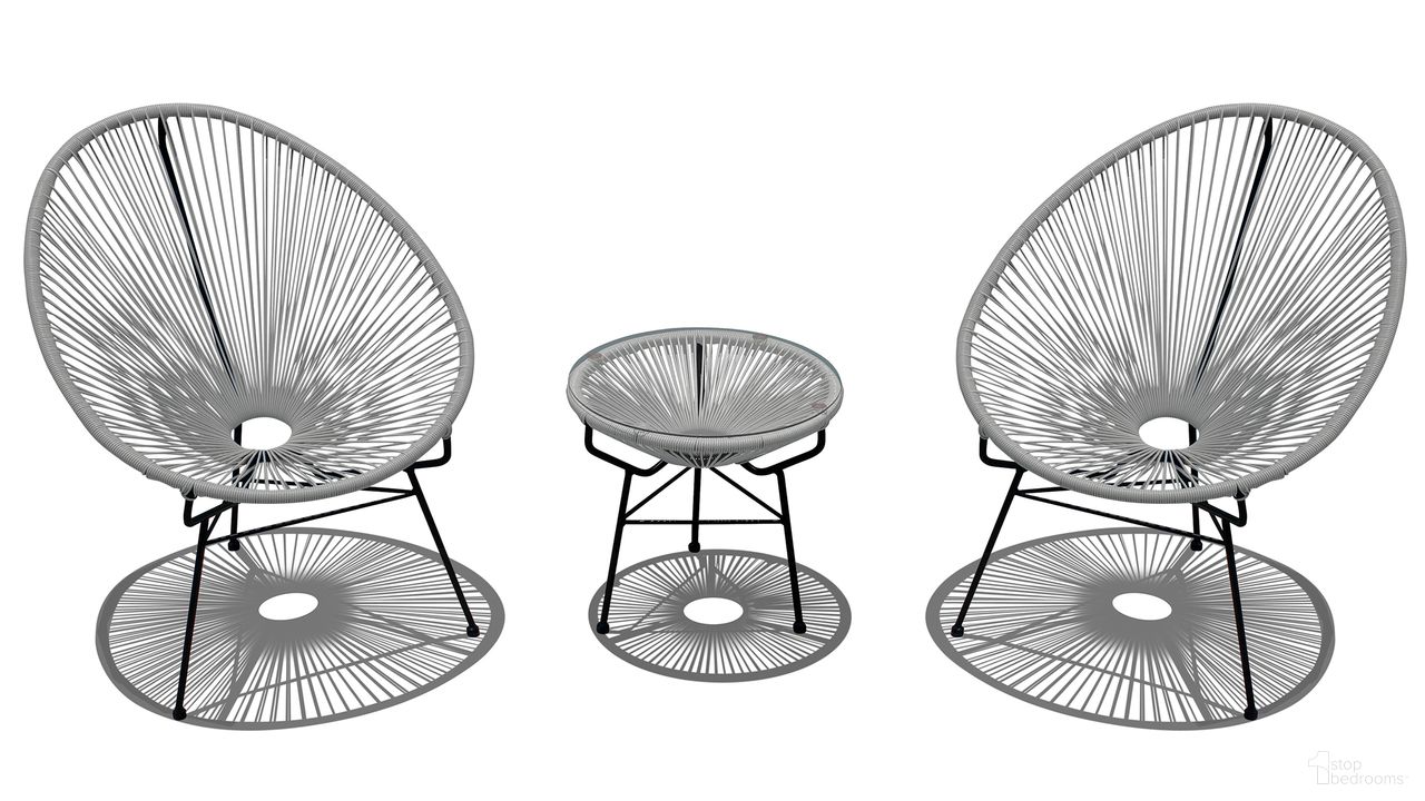 The appearance of Acapulco 3 Piece Chat Set In Spave Gray designed by Harmonia Living in the transitional interior design. This spave gray piece of furniture was selected by 1StopBedrooms from Acapulco Collection to add a touch of cosiness and style into your home. Sku: HL-ACA-3CS-SGB. Material: Steel.