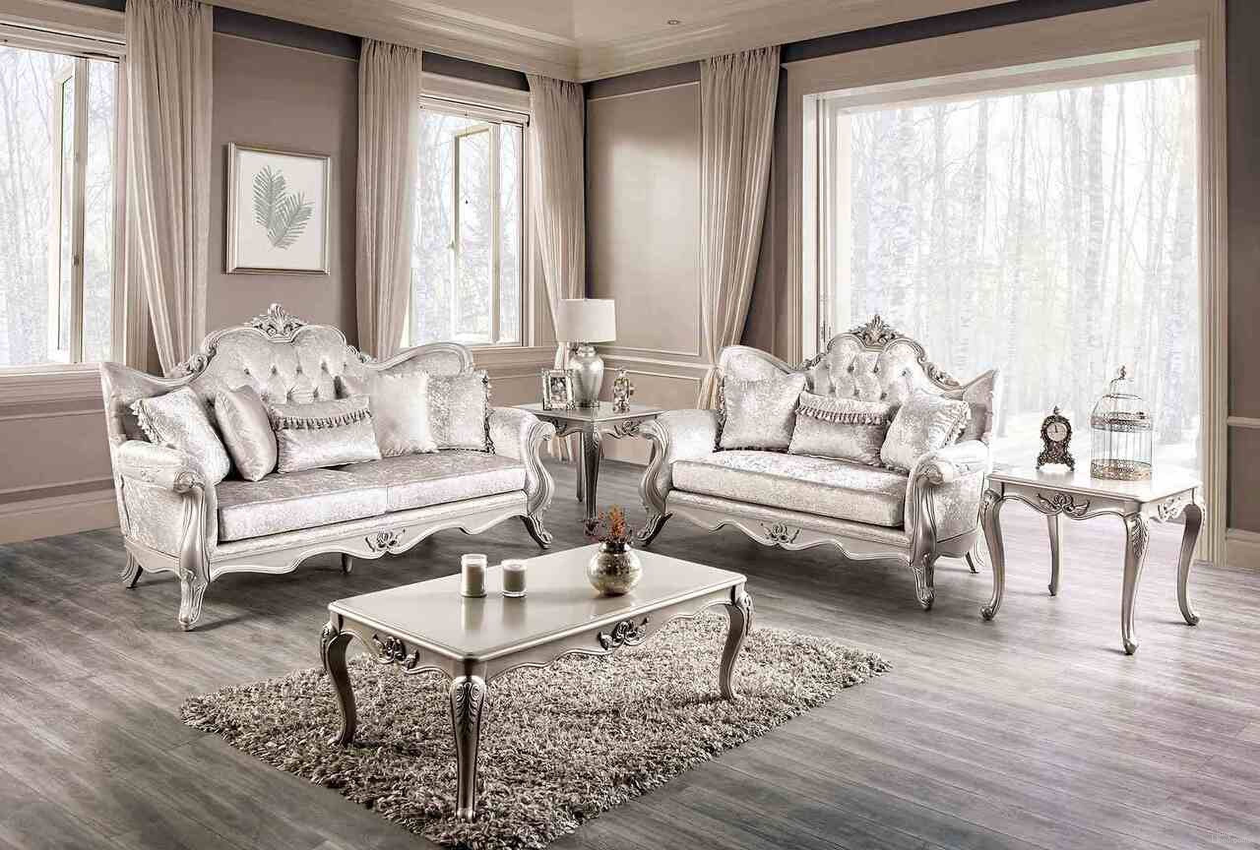 The appearance of Acapulco Living Room Set In Off White designed by Furniture of America in the traditional interior design. This off white piece of furniture  was selected by 1StopBedrooms from Acapulco Collection to add a touch of cosiness and style into your home. Sku: FM65001WH-SF;FM65001WH-LV. Material: Fabric.