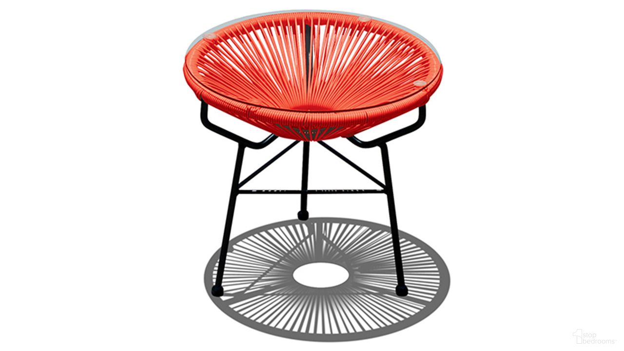 The appearance of Acapulco Side Table/Ottoman In Atomic Tangerine and Black designed by Harmonia Living in the transitional interior design. This atomic tangerine/black piece of furniture was selected by 1StopBedrooms from Acapulco Collection to add a touch of cosiness and style into your home. Sku: HL-ACA-ST-ATB. Material: Steel.