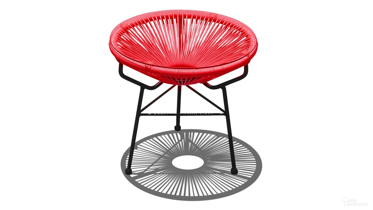 The appearance of Acapulco Side Table/Ottoman In Candy Apple and Black designed by Harmonia Living in the transitional interior design. This candy apple/black piece of furniture was selected by 1StopBedrooms from Acapulco Collection to add a touch of cosiness and style into your home. Sku: HL-ACA-ST-CAB. Material: Steel.