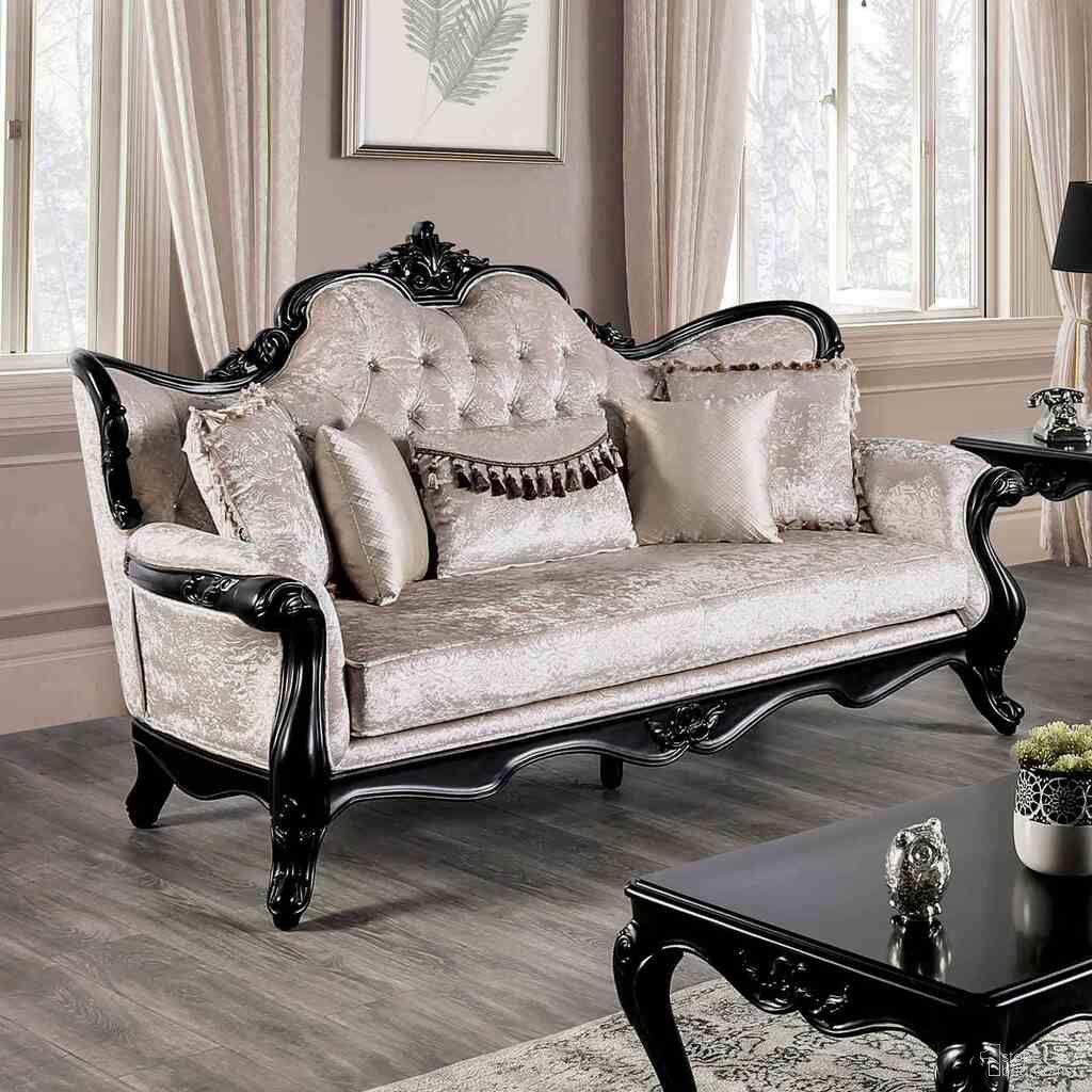 The appearance of Acapulco Sofa In Black and Off White designed by Furniture of America in the traditional interior design. This off-white/black piece of furniture was selected by 1StopBedrooms from Acapulco Collection to add a touch of cosiness and style into your home. Sku: FM65001ES-SF. Material: Fabric.