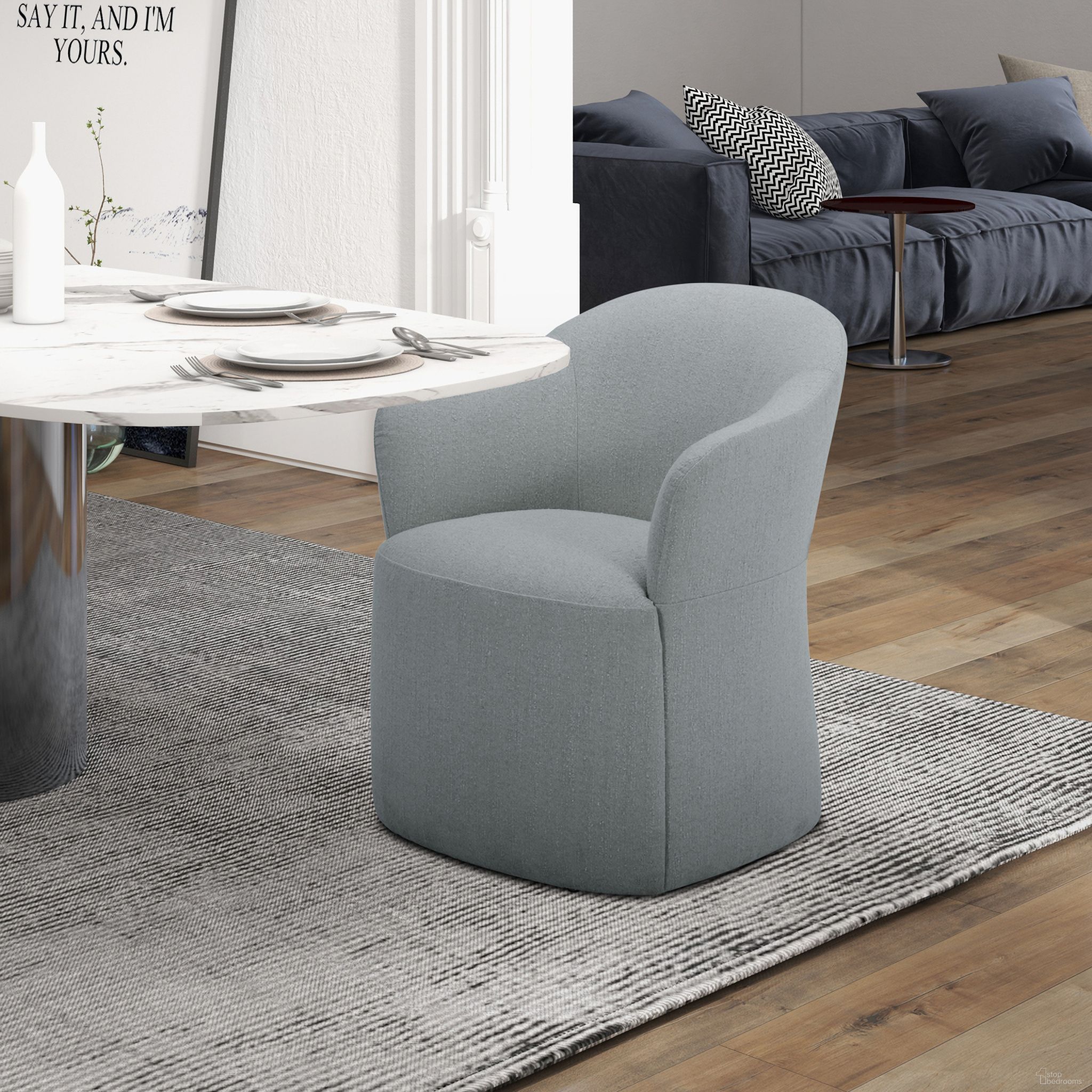 The appearance of Accent Dining Chair with Casters In Sapphire designed by Liberty in the bohemian interior design. This sapphire piece of furniture  was selected by 1StopBedrooms from Accent Collection to add a touch of cosiness and style into your home. Sku: 731-ADC90-SP. Material: Solid Hardwood. Chair Type: Side Chair.