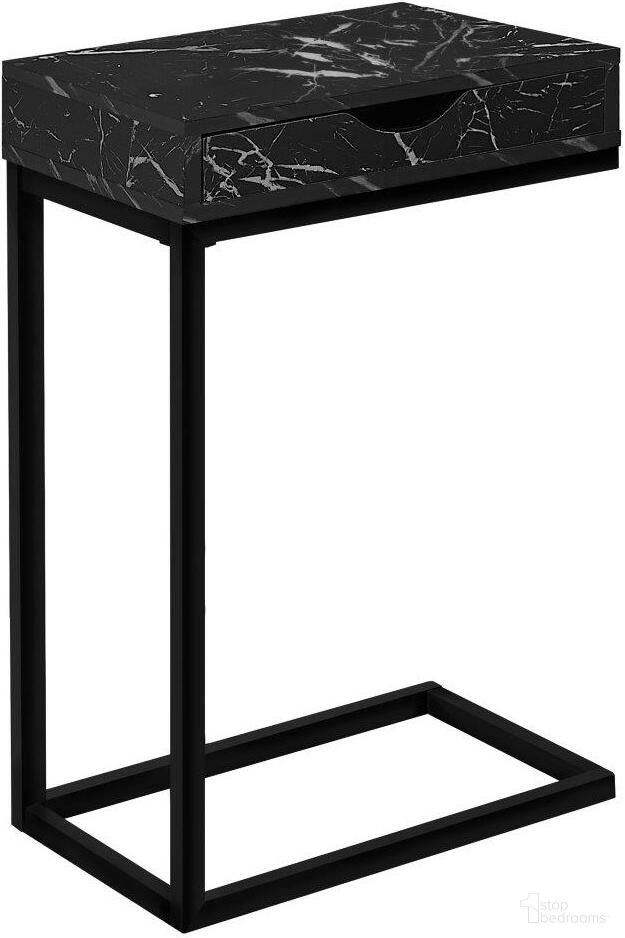 Accent Table In Black Marble And Black Metal With A Drawer