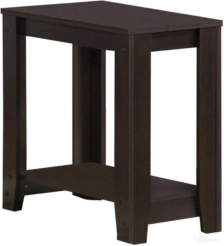 The appearance of Accent Table In Espresso I 3119 designed by Monarch Specialties in the modern / contemporary interior design. This espresso piece of furniture  was selected by 1StopBedrooms from  to add a touch of cosiness and style into your home. Sku: I 3119. Material: Wood.