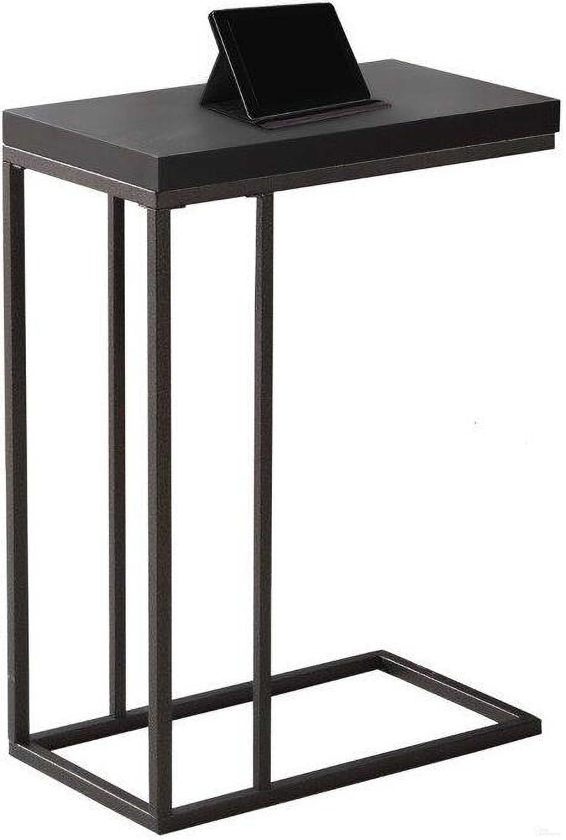 Accent Table In Espresso With Bronze Metal