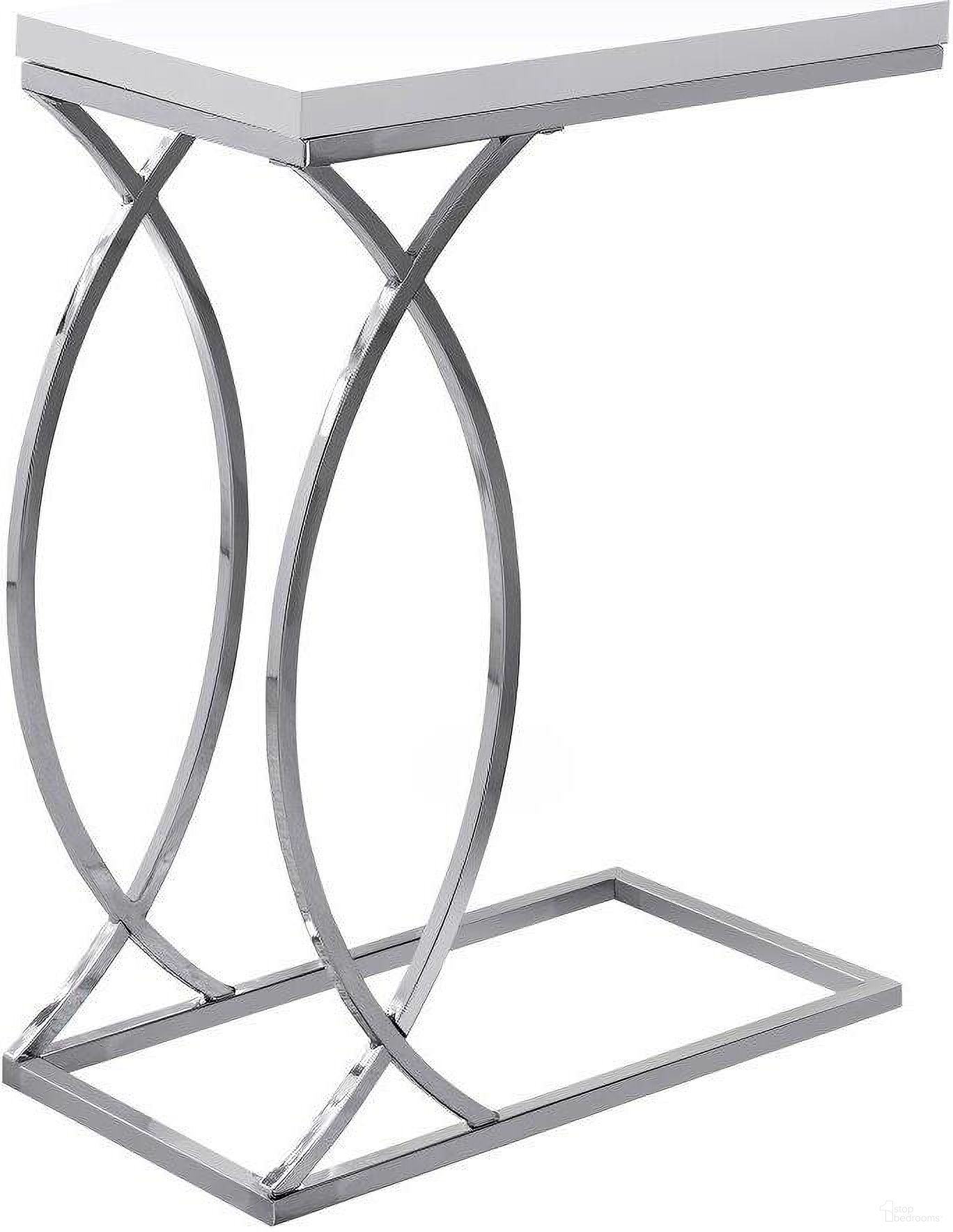 Accent Table In Glossy White With Chrome Metal I 3184