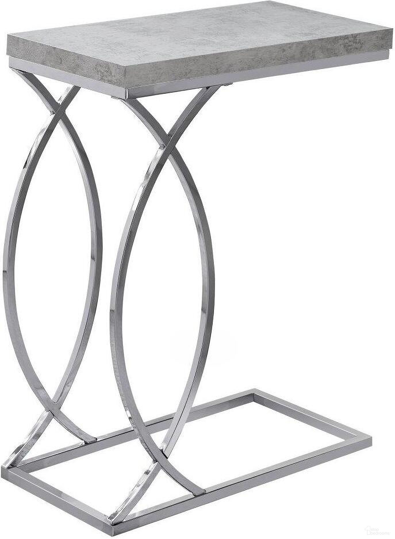 Accent Table In Grey Cement With Chrome Metal I 3185