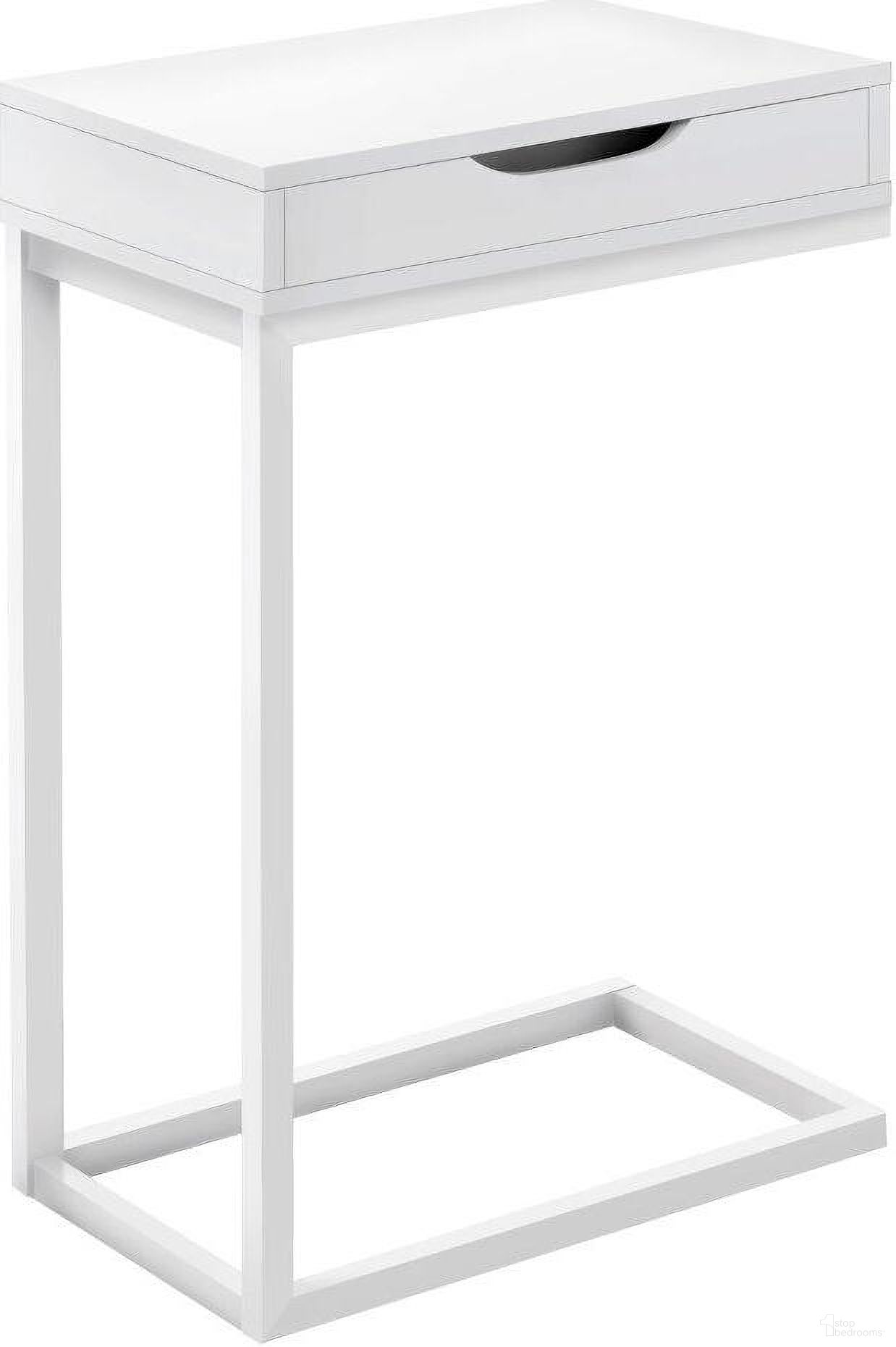 The appearance of Accent Table In White Metal With A Drawer designed by Monarch Specialties in the modern / contemporary interior design. This white piece of furniture was selected by 1StopBedrooms from to add a touch of cosiness and style into your home. Sku: I 3601. Material: Metal.
