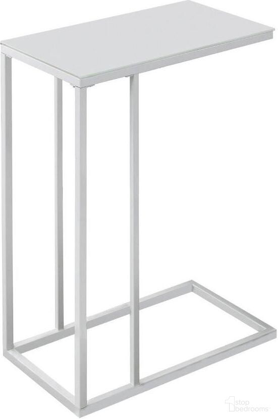 The appearance of Accent Table In White Metal With Frosted Tempered Glass designed by Monarch Specialties in the modern / contemporary interior design. This white piece of furniture was selected by 1StopBedrooms from to add a touch of cosiness and style into your home. Sku: I 3037. Material: Metal.