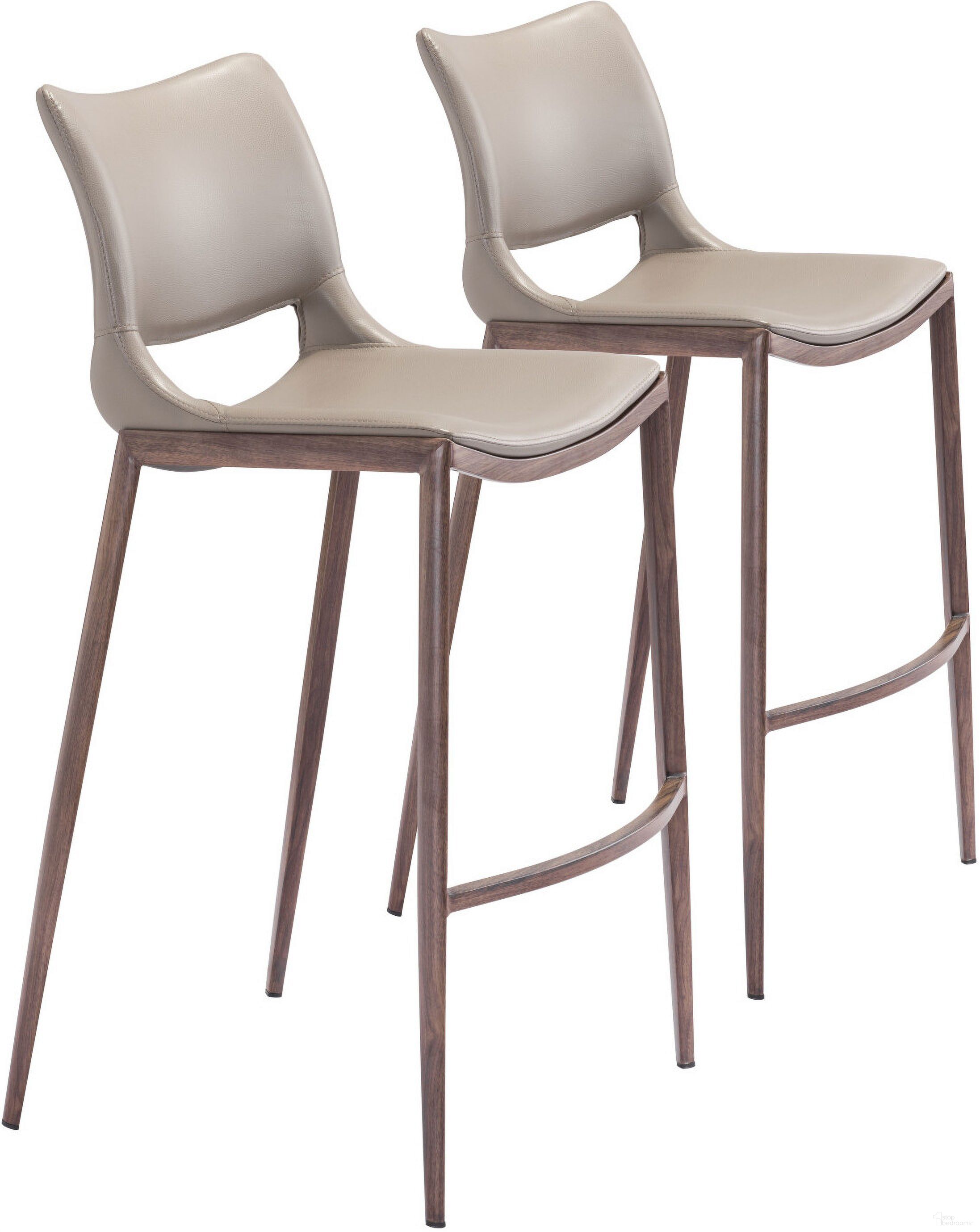 The appearance of Ace Barstool Set of 2 In Brown and Walnut designed by Zuo Modern in the modern / contemporary interior design. This brown piece of furniture was selected by 1StopBedrooms from Ace Collection to add a touch of cosiness and style into your home. Sku: 101286. Material: Polyurethane.