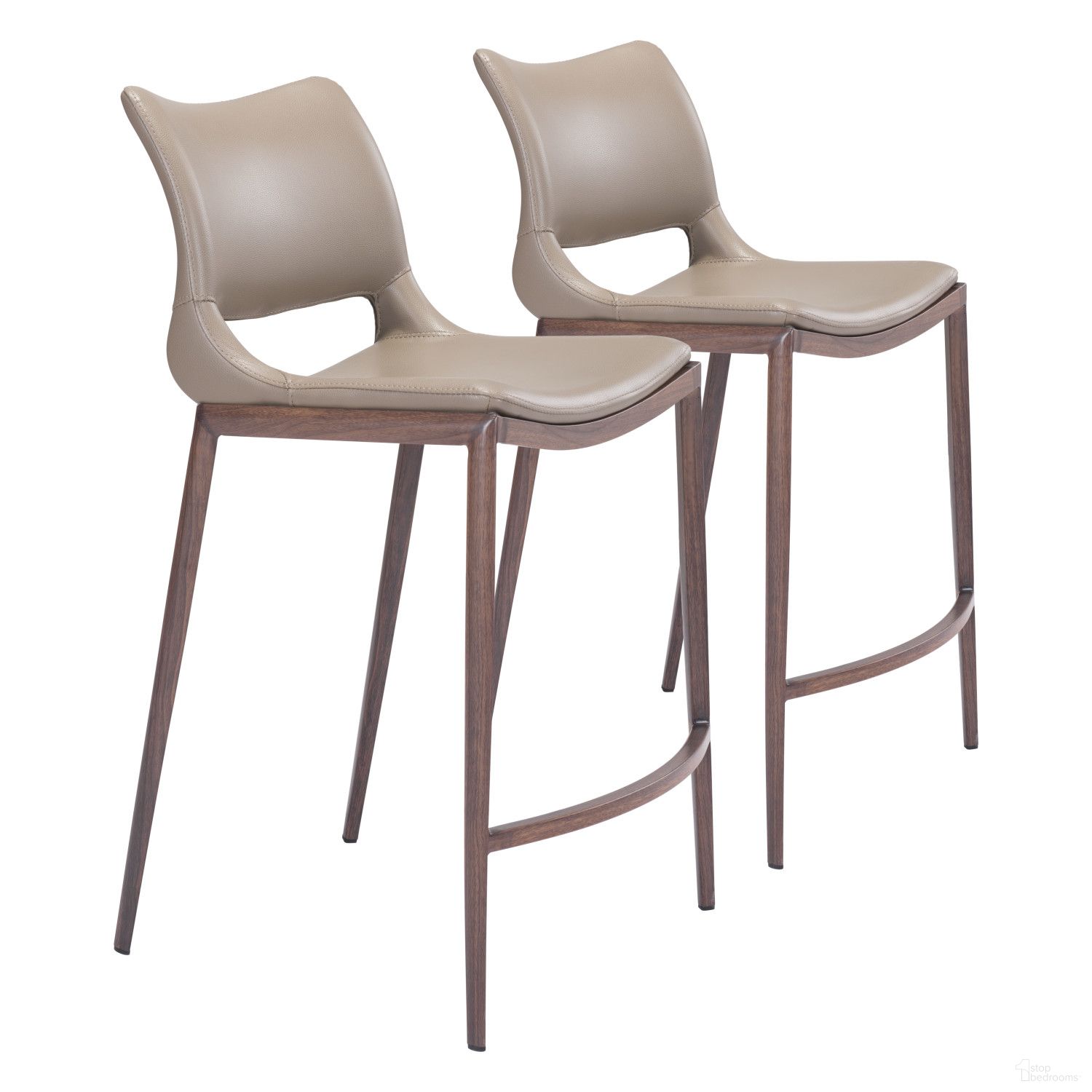 The appearance of Ace Counter Stool Set of 2 In Brown and Walnut designed by Zuo Modern in the modern / contemporary interior design. This brown piece of furniture was selected by 1StopBedrooms from Ace Collection to add a touch of cosiness and style into your home. Sku: 101392. Material: Polyurethane.