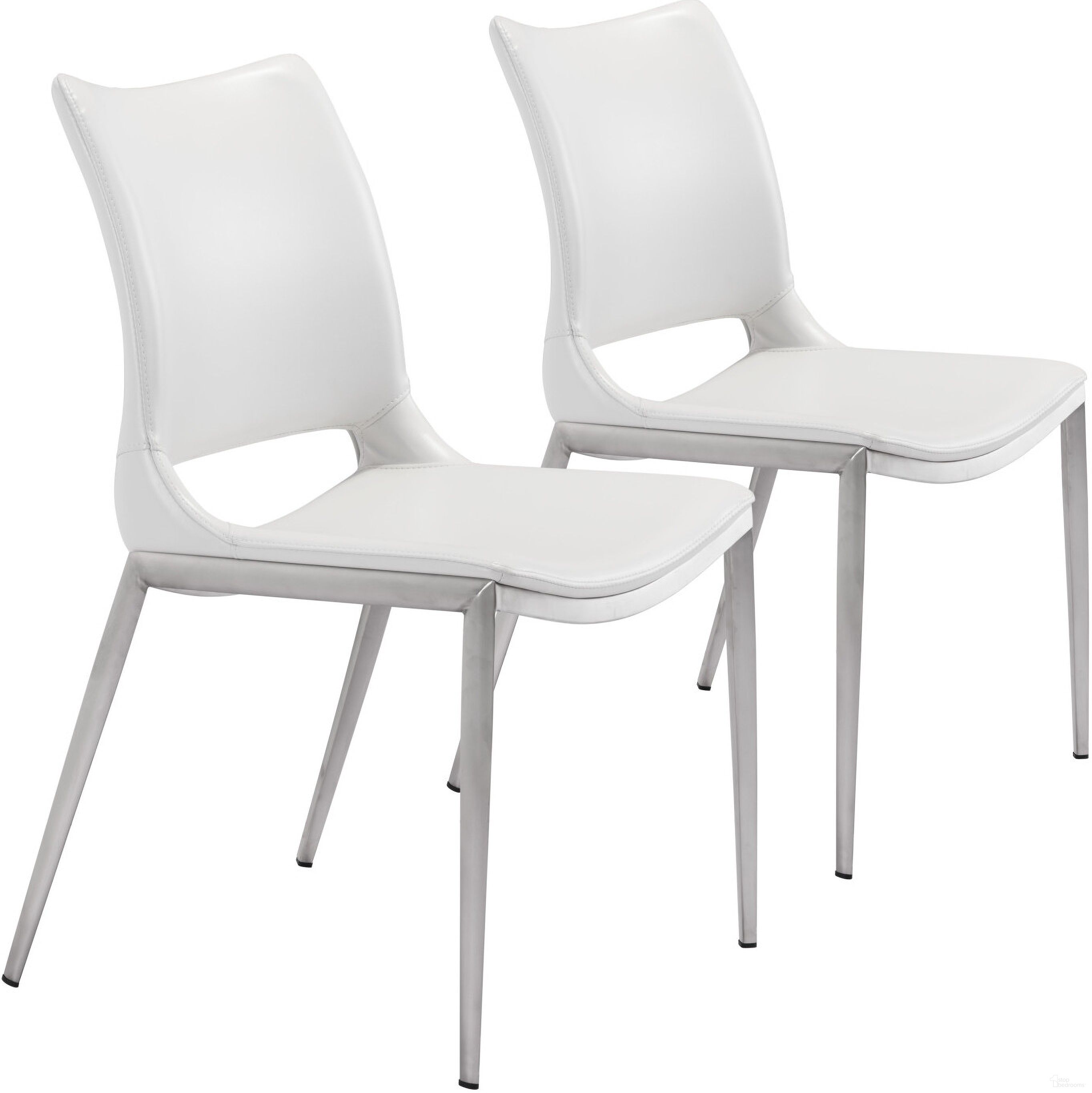 The appearance of Ace Dining Chair Set of 2 In White and Silver designed by Zuo Modern in the modern / contemporary interior design. This white and silver piece of furniture was selected by 1StopBedrooms from Ace Collection to add a touch of cosiness and style into your home. Sku: 101279. Material: Polyurethane. Chair Type: Side Chair.