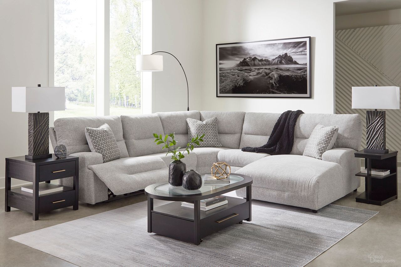 Acklen Place 5-Piece RAF Power Reclining Sectional with Chaise In Pewter