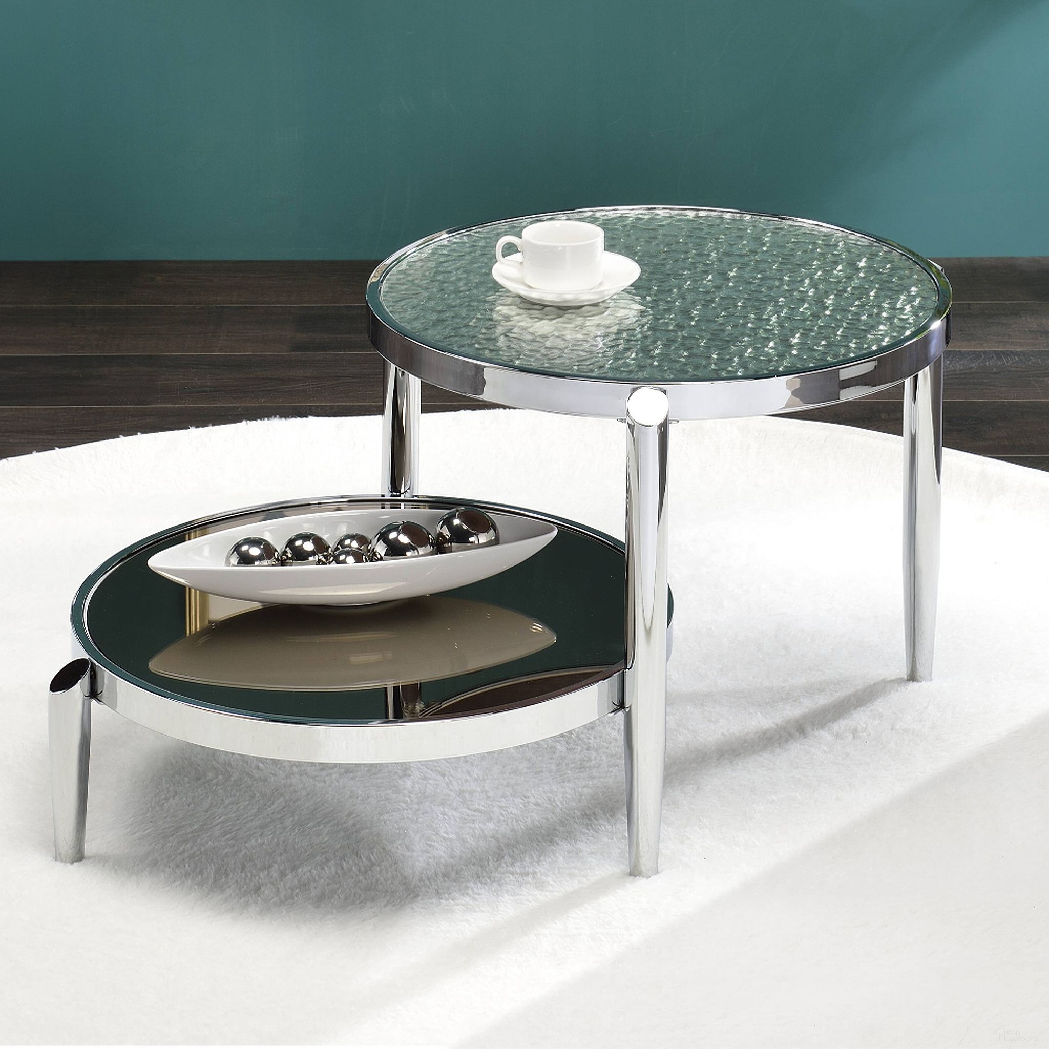 The appearance of Acme Abbe Coffee Table designed by ACME in the modern / contemporary interior design. This chrome piece of furniture  was selected by 1StopBedrooms from Abbe Collection to add a touch of cosiness and style into your home. Sku: LV00572. Material: Metal.