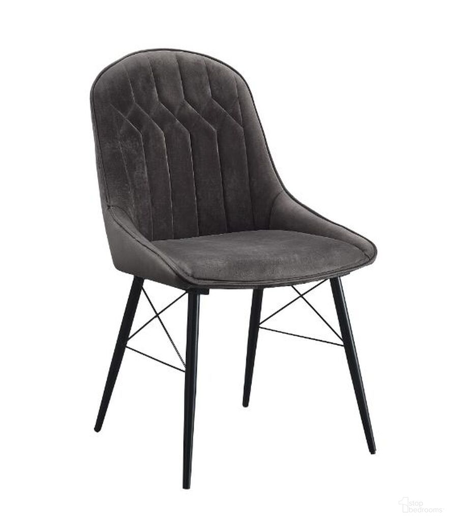 Acme Abraham Side Chair Set of 2 In Gray Fabric And Black Finish