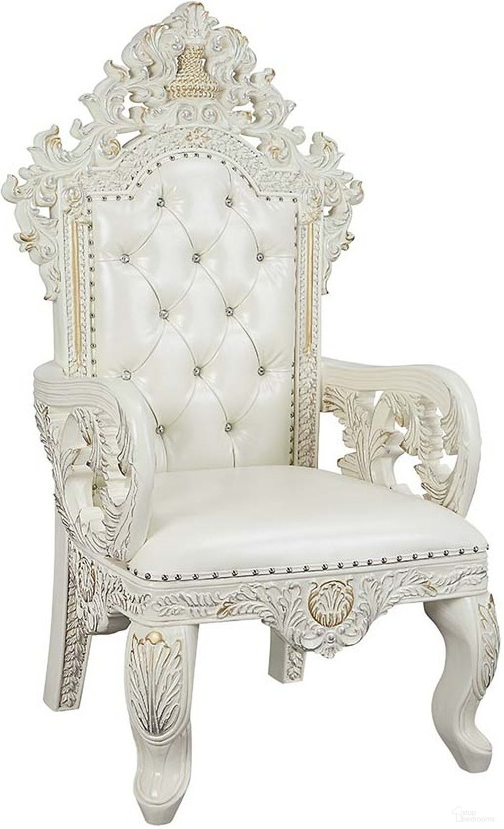 Acme Adara Arm Chair Set Of 2 In Antique White Finish