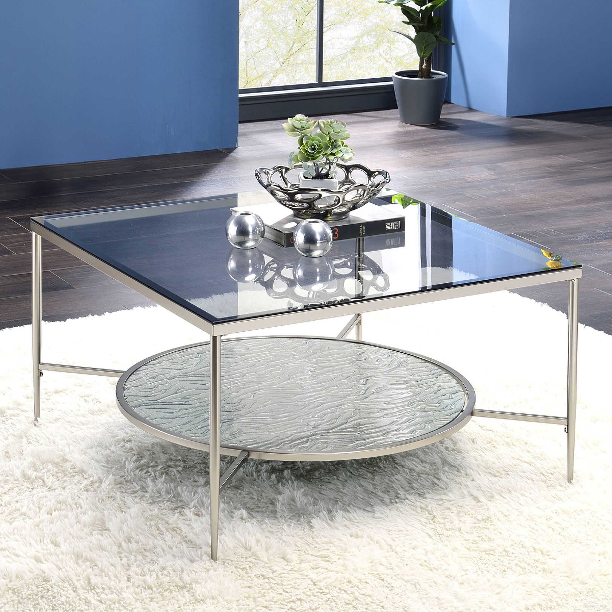 The appearance of Acme Adelrik Coffee Table designed by ACME in the modern / contemporary interior design. This chrome piece of furniture  was selected by 1StopBedrooms from Adelrik Collection to add a touch of cosiness and style into your home. Sku: LV00574. Material: Metal.