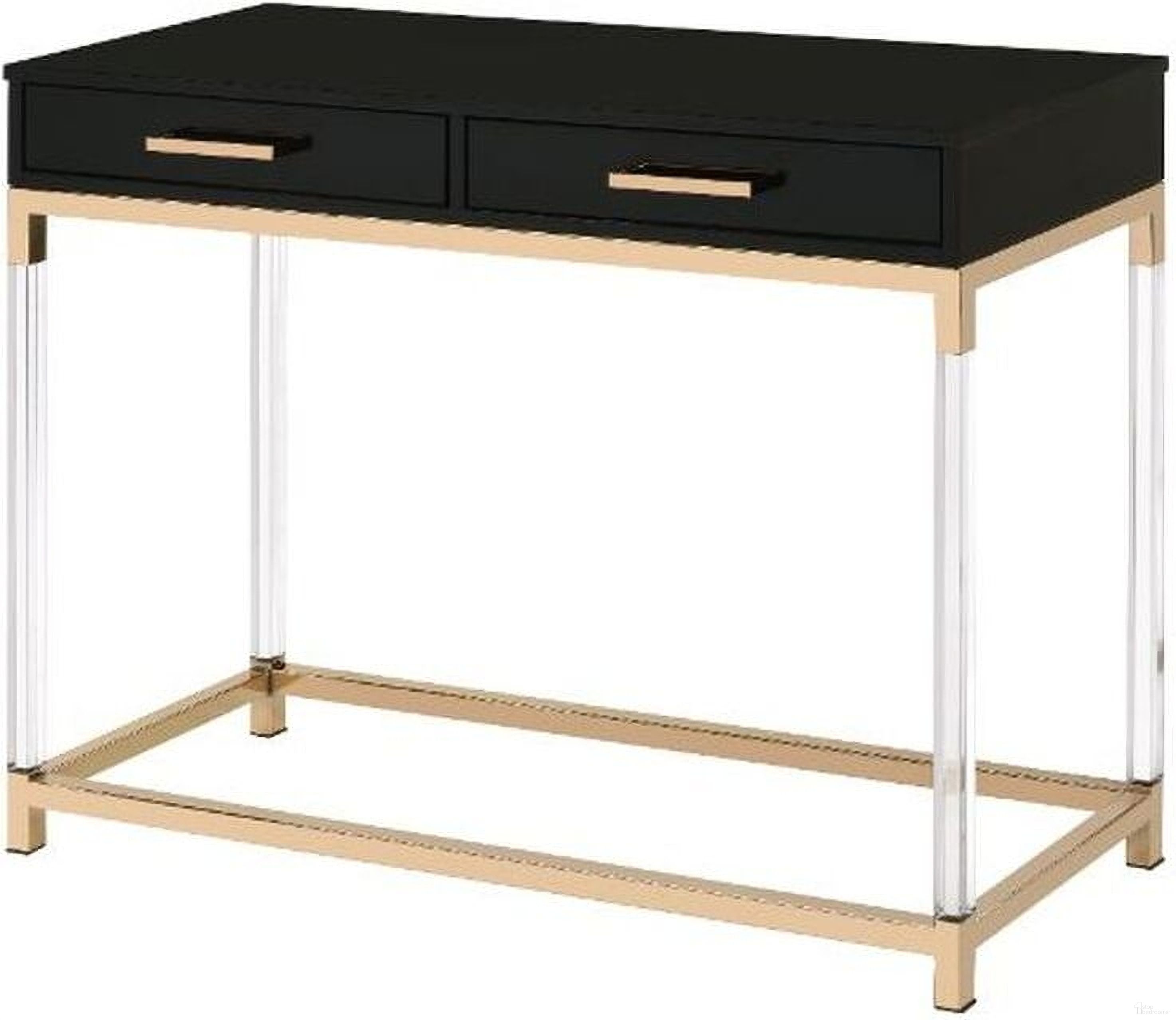Acme Adiel Console Table In Black and Gold Finish