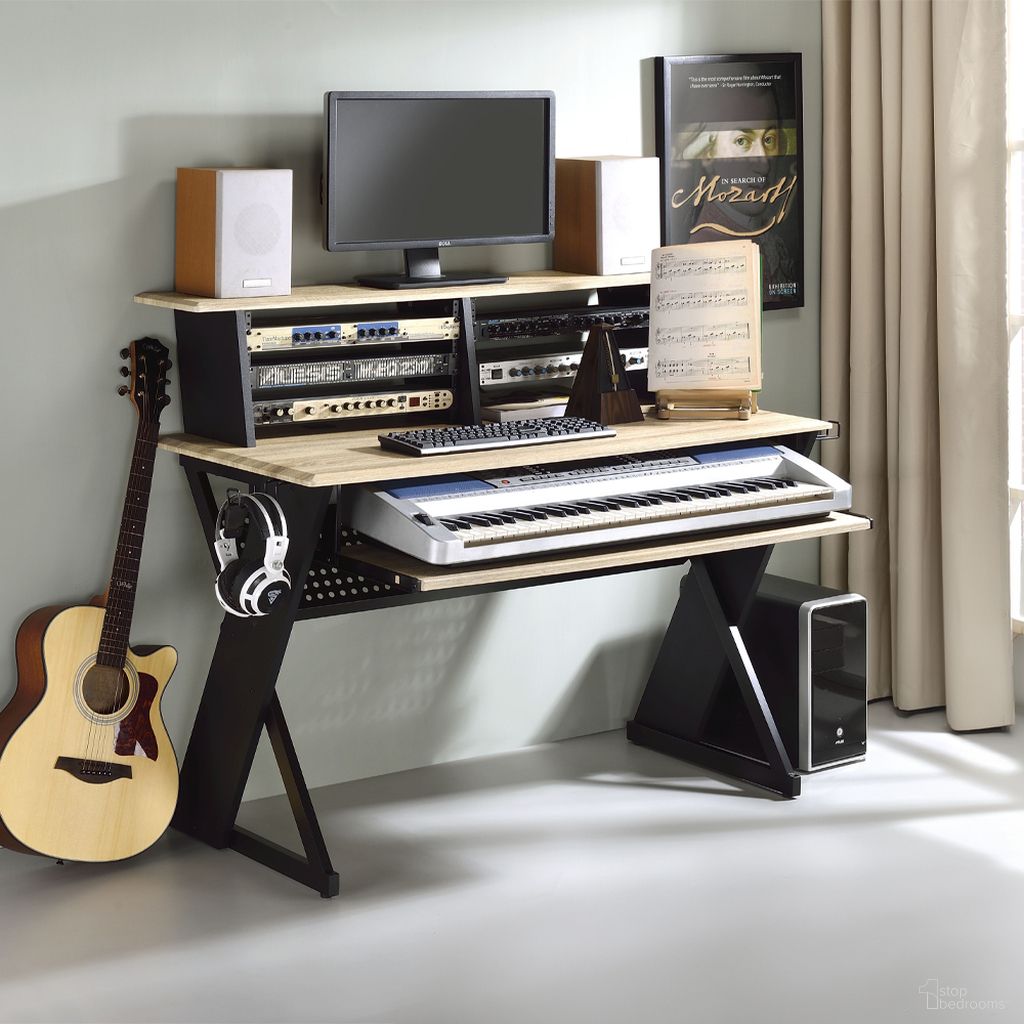 The appearance of Annette 47 Inch Music Desk In Natural And Black Finish designed by ACME in the industrial interior design. This natural piece of furniture  was selected by 1StopBedrooms from Humanity Collection to add a touch of cosiness and style into your home. Sku: OF00992. Material: Wood.
