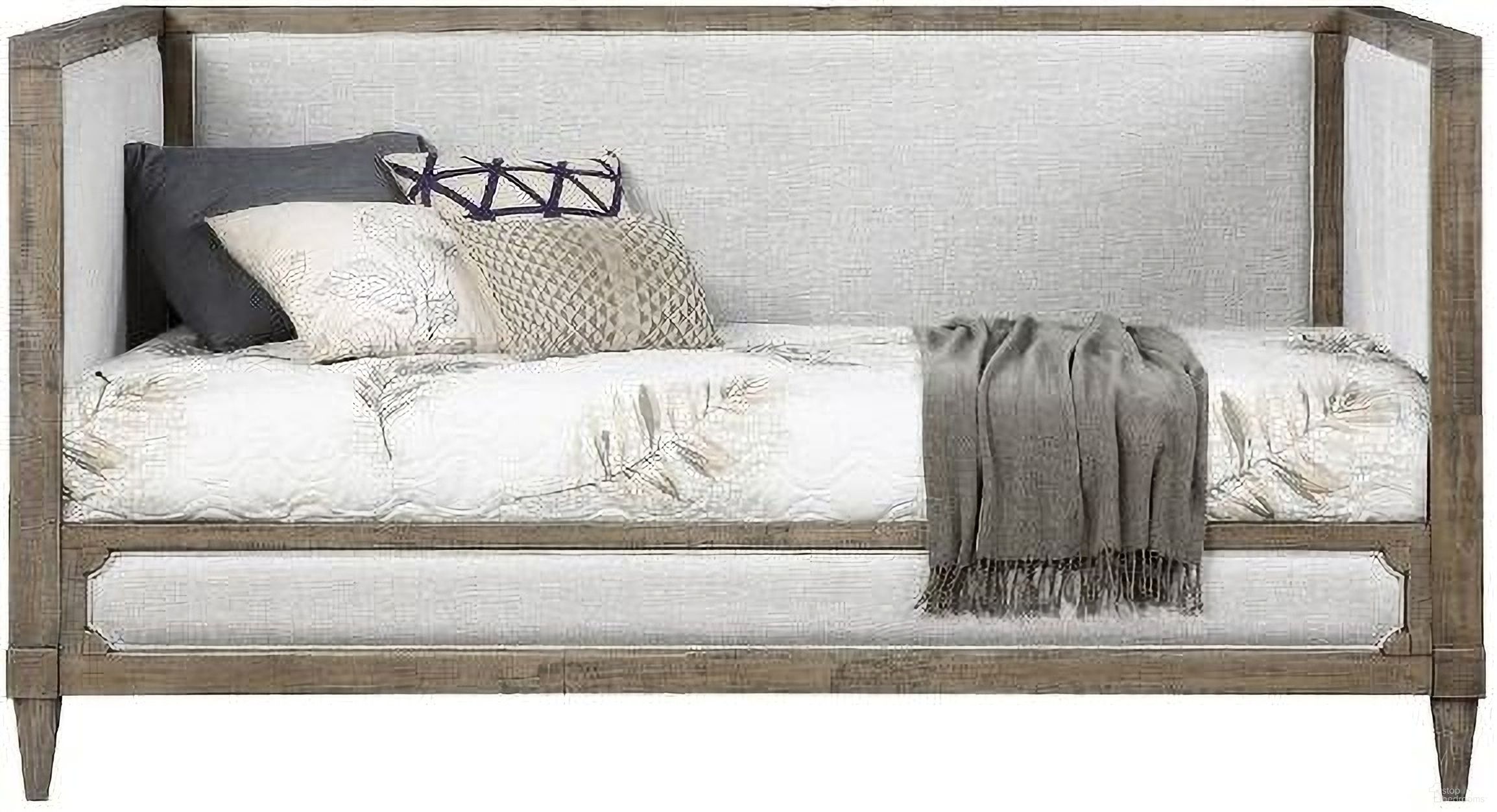 The appearance of Acme Artesia Daybed In Tan Fabric And Salvaged Natural Finish designed by ACME in the transitional interior design. This tan piece of furniture  was selected by 1StopBedrooms from Artesia Collection to add a touch of cosiness and style into your home. Sku: 39710HF;39711ARM. Bed Type: Daybed. Material: Wood.