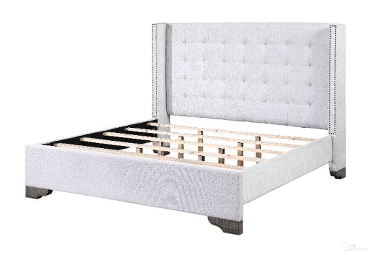 The appearance of Artesia Eastern King Bed In Tan Fabric And Salvaged Natural Finish designed by ACME in the transitional interior design. This tan piece of furniture  was selected by 1StopBedrooms from Artesia Collection to add a touch of cosiness and style into your home. Sku: 27697EK-R;27698CK/EK-HB;27699CK/EK-FB. Bed Type: Platform Bed. Material: Wood. Bed Size: Eastern King.