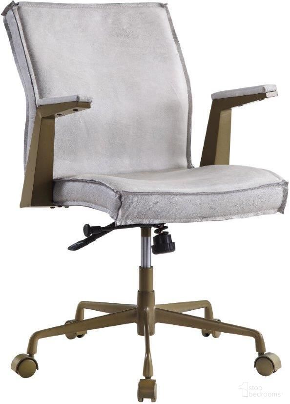 Acme Attica Executive Office Chair In Vintage White Top Grain Leather