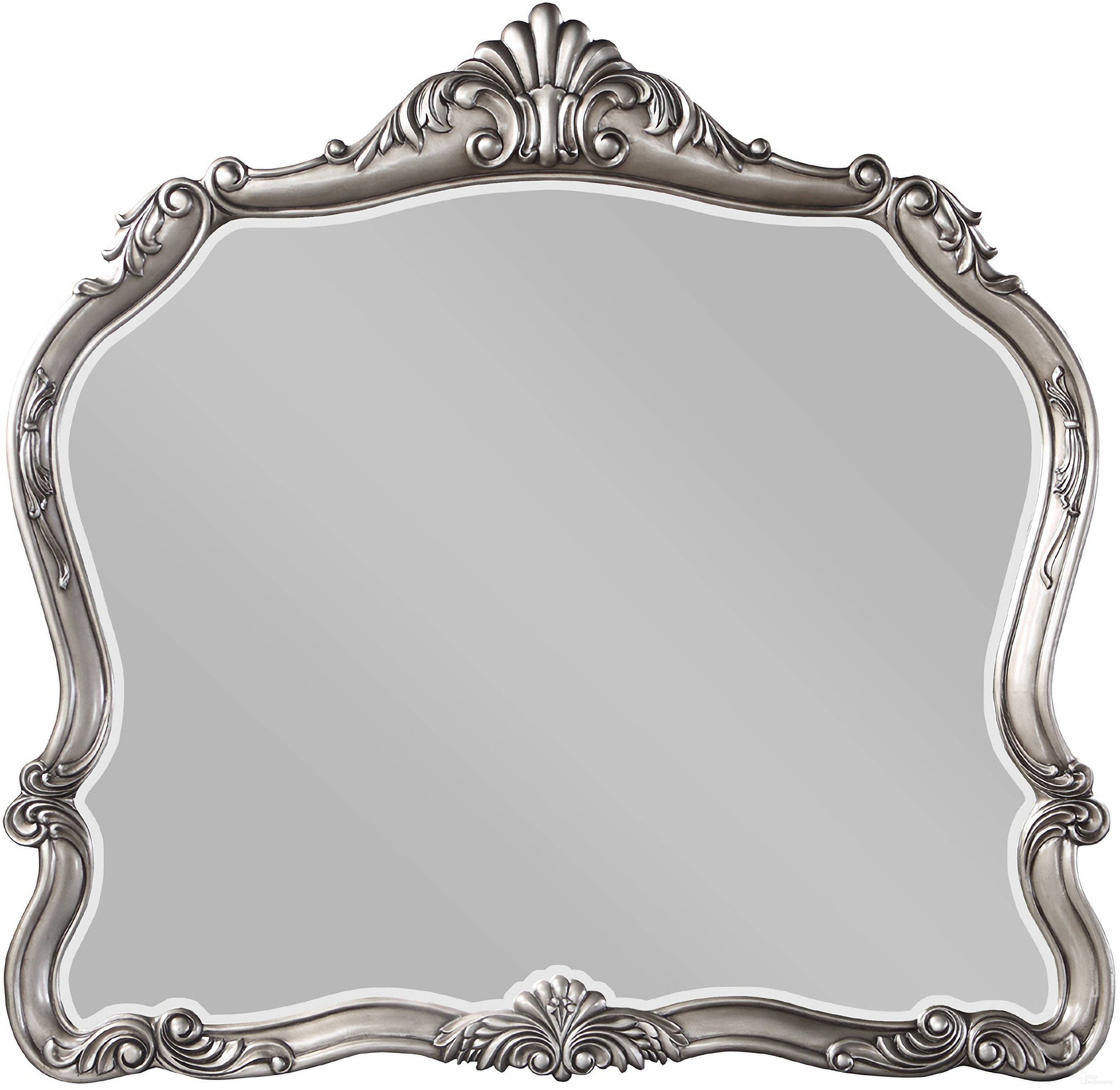 The appearance of Ariadne Mirror In Antique Platinum Finish designed by ACME in the transitional interior design. This antique platinum piece of furniture was selected by 1StopBedrooms from Ariadne Collection to add a touch of cosiness and style into your home. Sku: BD00605. Material: Wood.