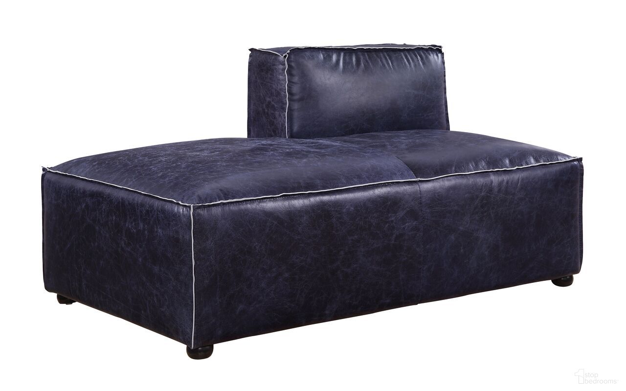 The appearance of Acme Birdie Modular Chaise In Vintage Blue Top Grain Leather designed by ACME in the modern / contemporary interior design. This blue piece of furniture was selected by 1StopBedrooms from Birdie Collection to add a touch of cosiness and style into your home. Sku: 56598. Material: Wood.