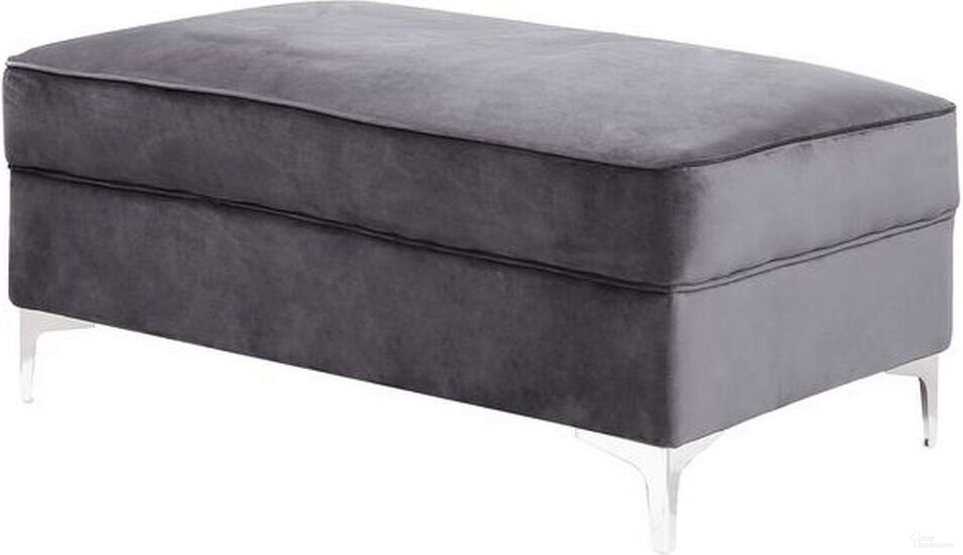 The appearance of Acme Bovasis Ottoman In Gray Velvet designed by ACME in the modern / contemporary interior design. This gray velvet piece of furniture was selected by 1StopBedrooms from Bovasis Collection to add a touch of cosiness and style into your home. Sku: LV00369. Material: Wood.