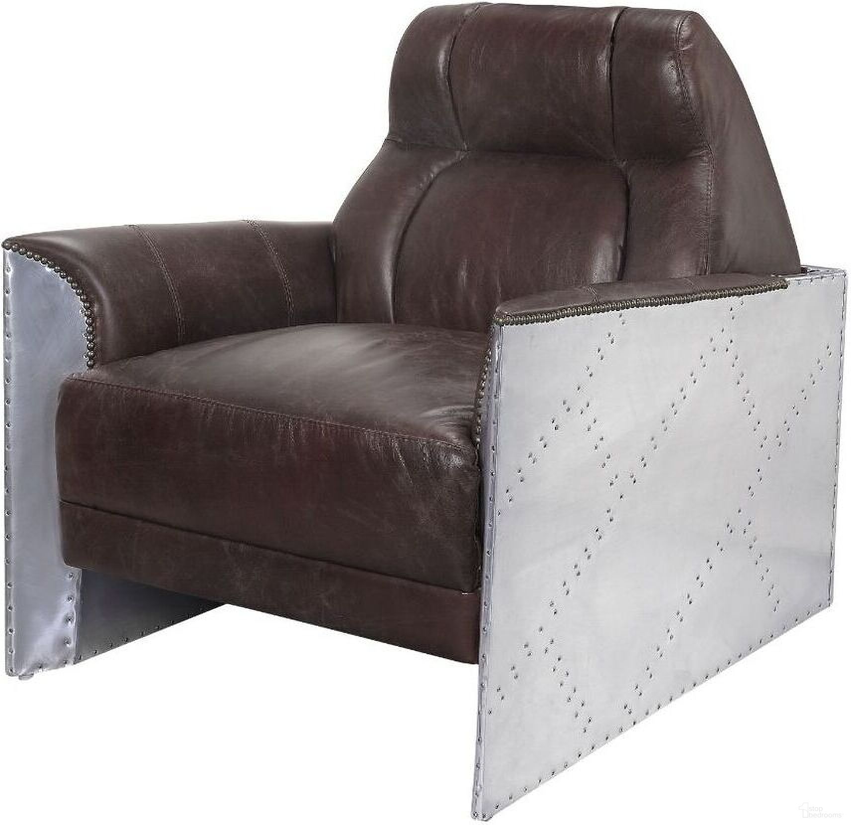 The appearance of Acme Brancaster Accent Chair In Espresso Top Grain Leather designed by ACME in the industrial interior design. This espresso piece of furniture was selected by 1StopBedrooms from Brancaster Collection to add a touch of cosiness and style into your home. Sku: 59715. Material: Aluminum.