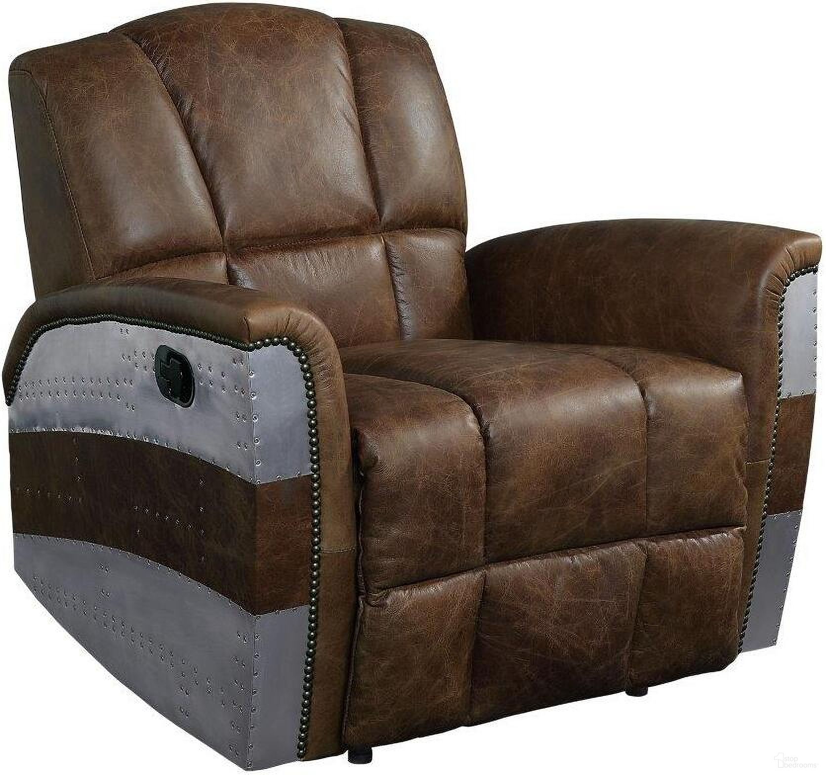 Acme Brancaster Power Recliner In Retro Brown Top Grain Leather