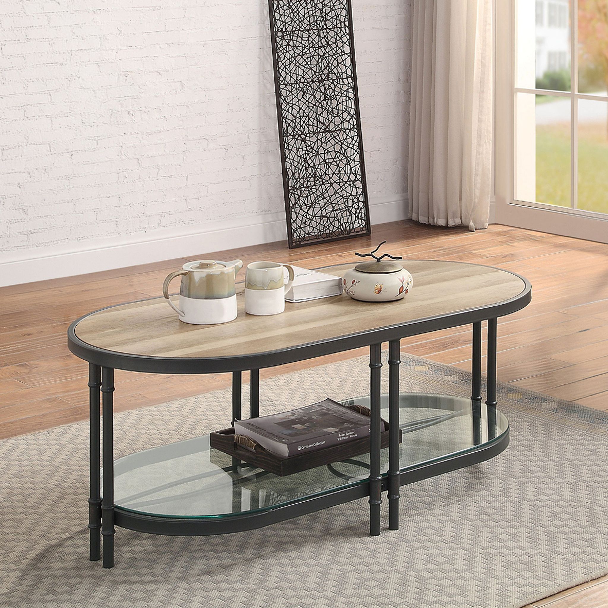 The appearance of Brantley Oval Coffee Table In Oak designed by ACME in the industrial interior design. This oak piece of furniture was selected by 1StopBedrooms from Brantley Collection to add a touch of cosiness and style into your home. Sku: LV00751. Material: Wood.