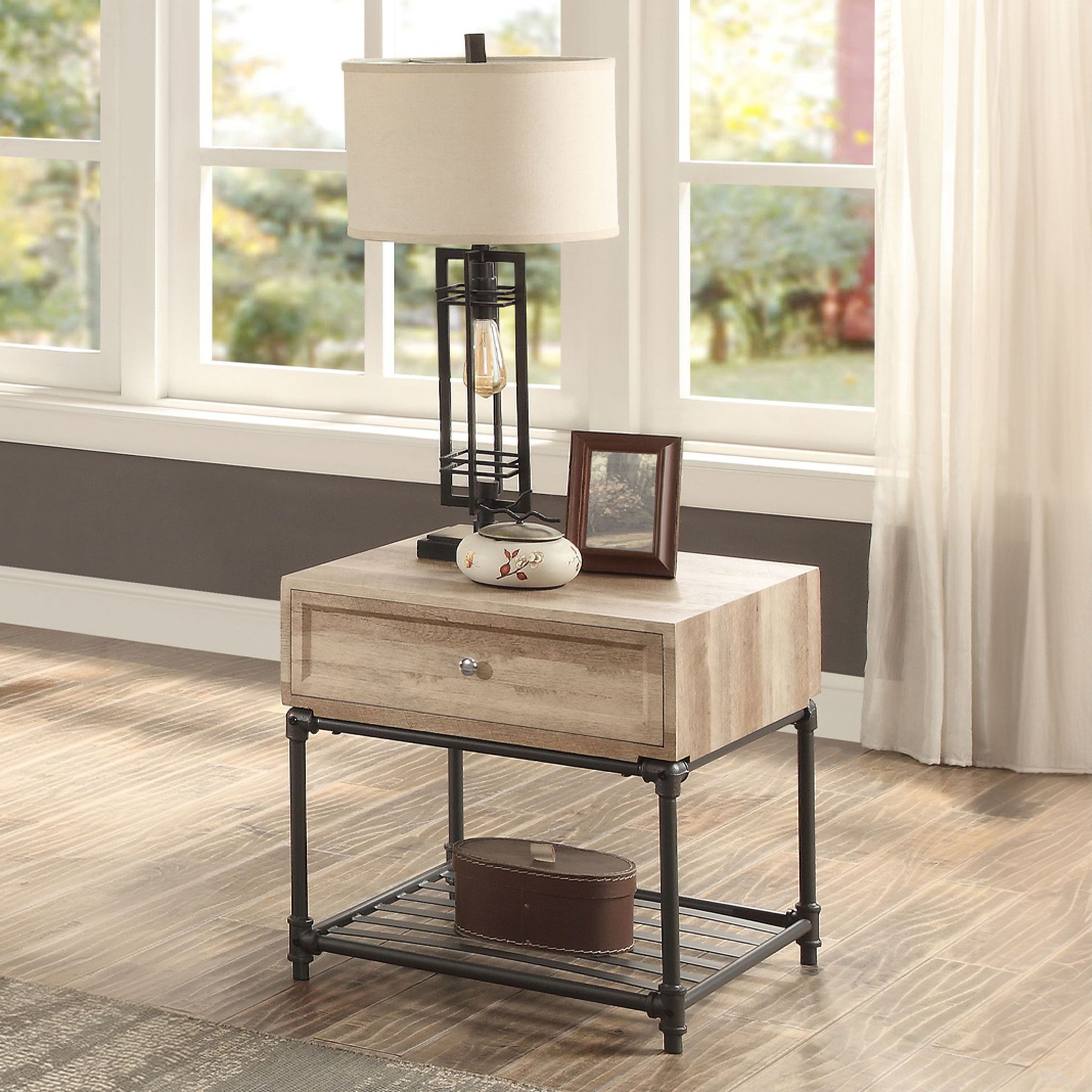 The appearance of Acme Brantley Ii End Table designed by ACME in the industrial interior design. This oak piece of furniture was selected by 1StopBedrooms from Brantley Ii Collection to add a touch of cosiness and style into your home. Sku: LV00749. Material: Wood.