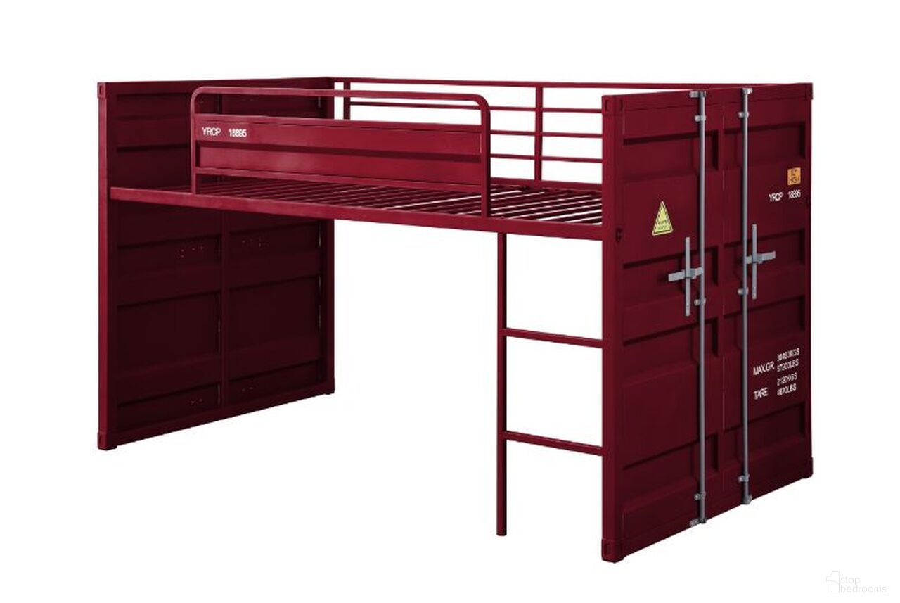 The appearance of Acme Cargo Twin Loft Bed With Slide In Red Finish designed by ACME in the modern / contemporary interior design. This red piece of furniture  was selected by 1StopBedrooms from Cargo Collection to add a touch of cosiness and style into your home. Sku: 38300HB;38301RL. Material: Metal. Bed Size: Twin. Bed Type: Loft Bed.