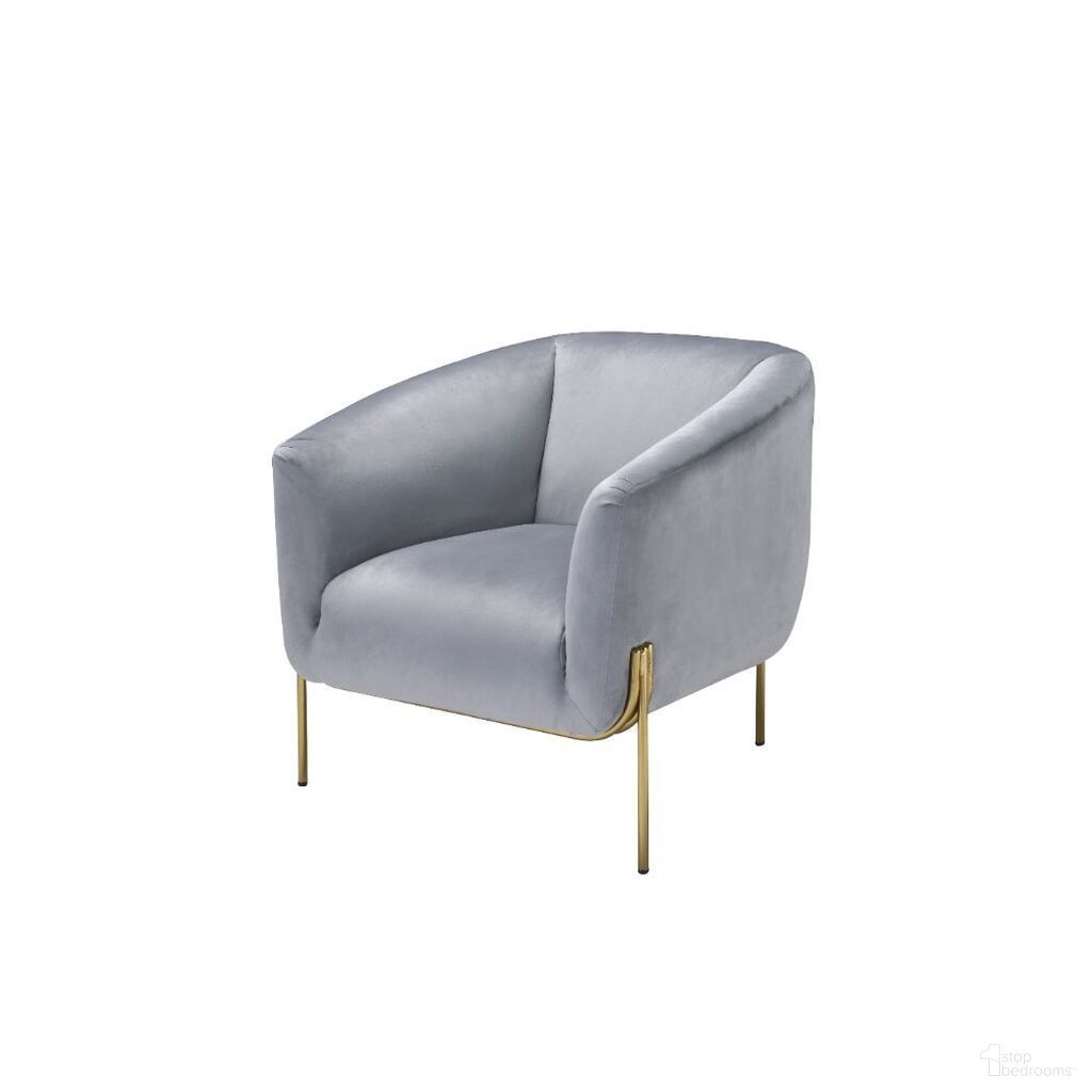 Acme Carlson Accent Chair In Gray Velvet and Gold