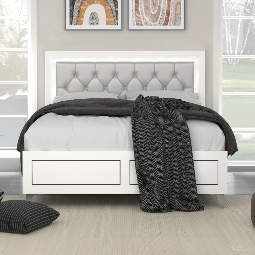 The appearance of Acme Casilda Eastern King Bed With Led In Gray And White Finish designed by ACME in the modern / contemporary interior design. This gray and white piece of furniture  was selected by 1StopBedrooms from Casilda Collection to add a touch of cosiness and style into your home. Sku: BD00806EK. Bed Type: Platform Bed. Material: Wood. Bed Size: Eastern King.