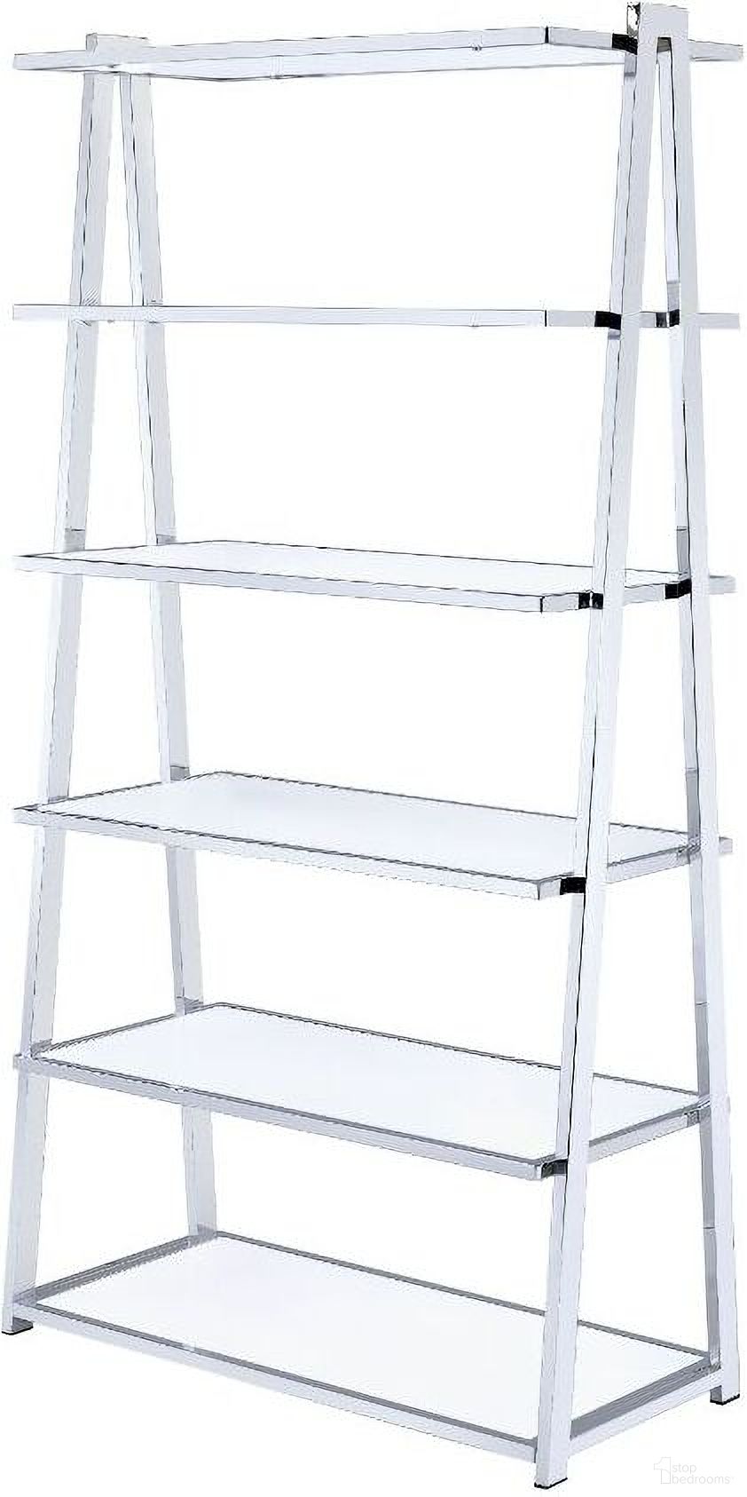 The appearance of Acme Coleen Bookshelf In White High Gloss and Chrome designed by ACME in the modern / contemporary interior design. This chrome piece of furniture was selected by 1StopBedrooms from Coleen Collection to add a touch of cosiness and style into your home. Sku: 92455SH;92456PNL. Material: Wood.