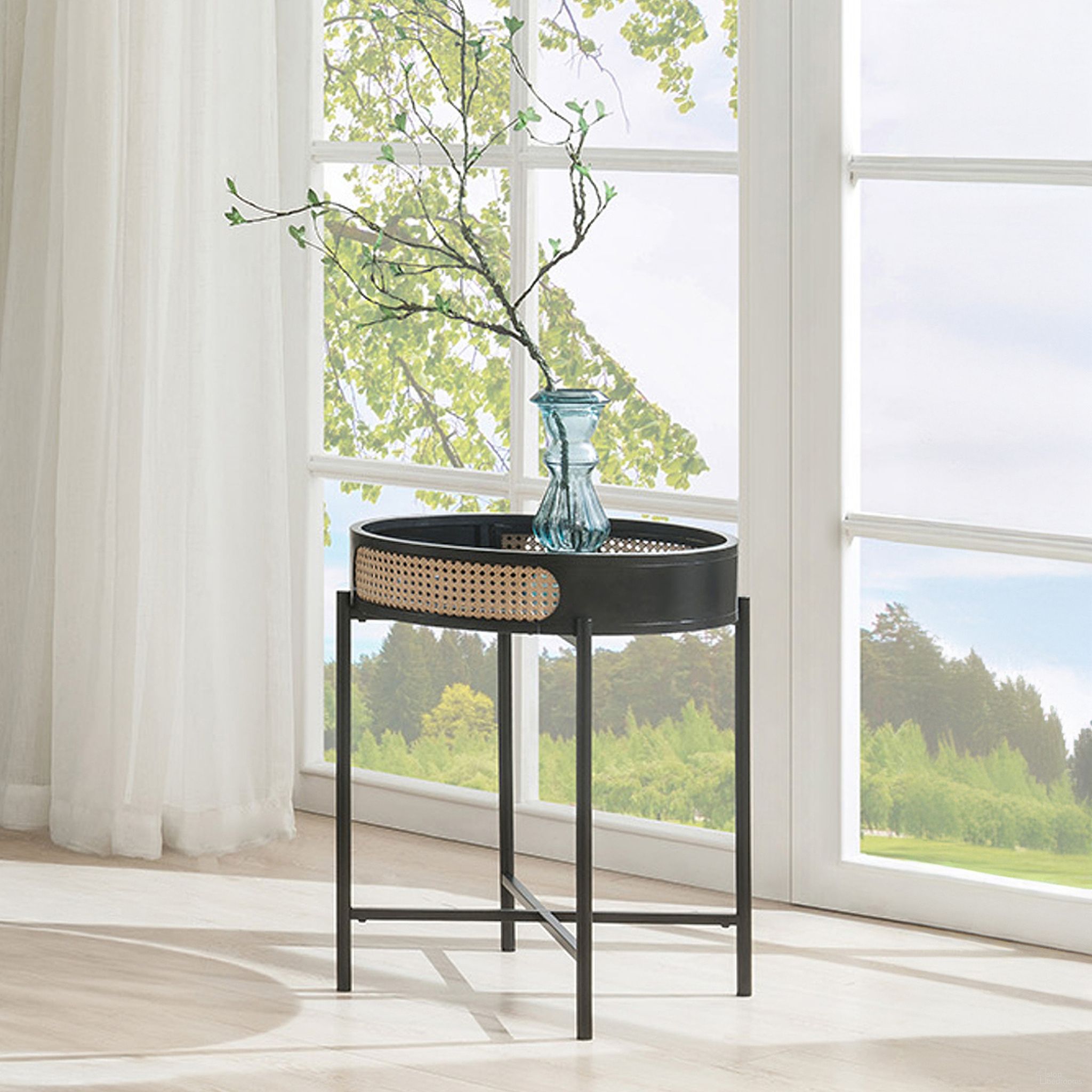 The appearance of Acme Colson End Table designed by ACME in the transitional interior design. This black piece of furniture was selected by 1StopBedrooms from Colson Collection to add a touch of cosiness and style into your home. Sku: LV01077. Material: Wood.
