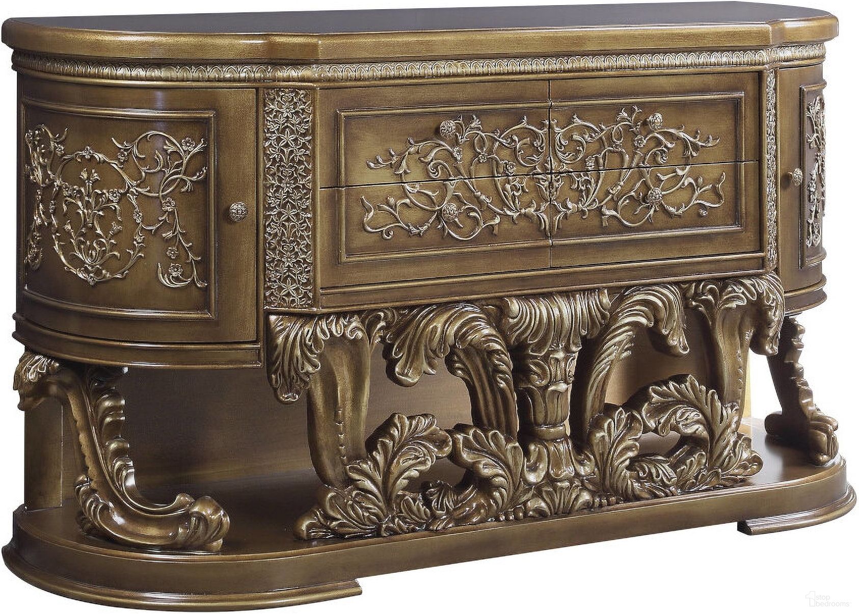 Acme Constantine Dresser In Brown And Gold Finish