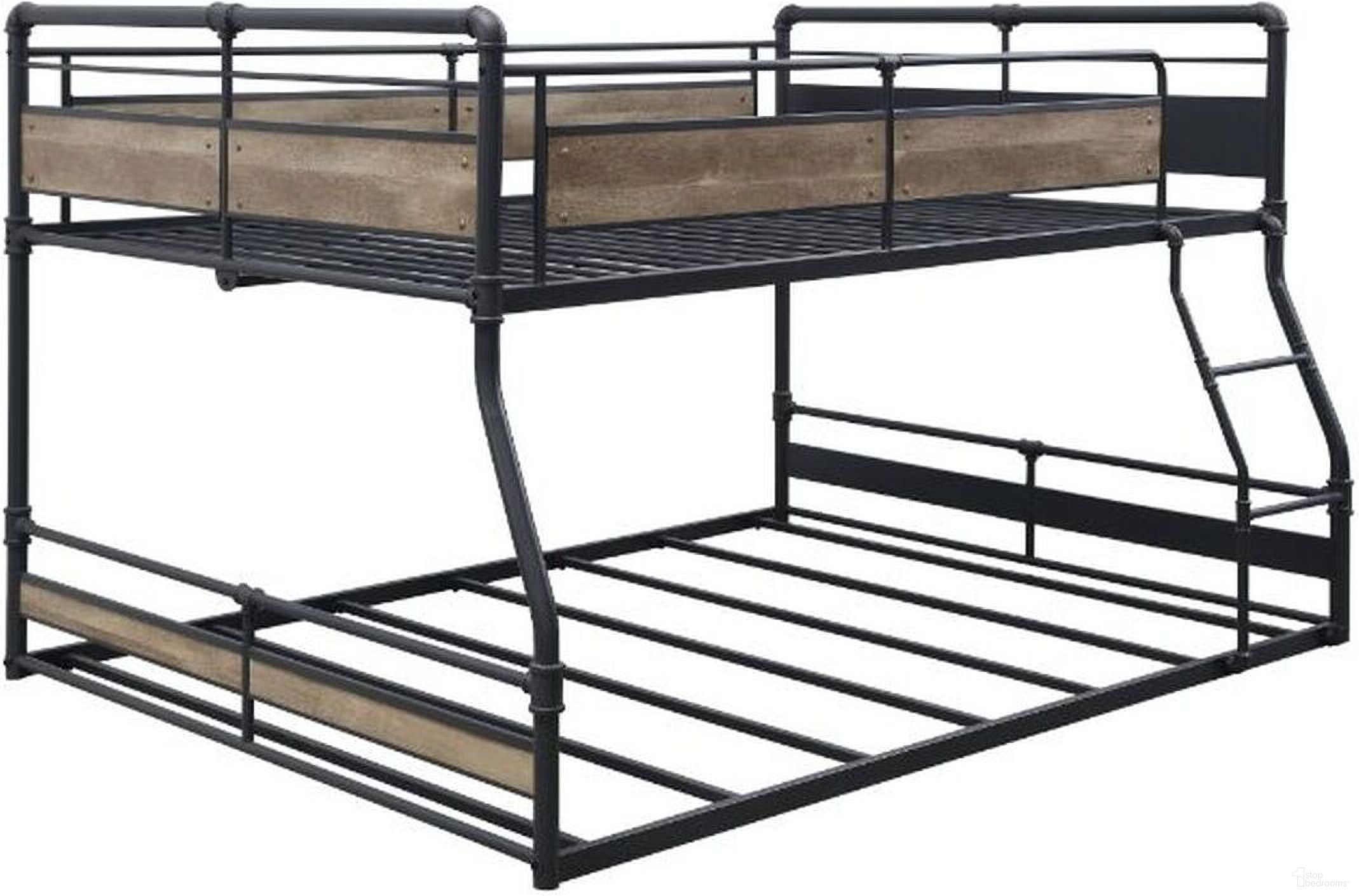 The appearance of Acme Cordelia Full Over Queen Bunk Bed In Antique Oak , Sandy Black And Dark Bronze Hand-Brushed Finish designed by ACME in the industrial interior design. This antique oak piece of furniture  was selected by 1StopBedrooms from Cordelia Collection to add a touch of cosiness and style into your home. Sku: 38320HB;38321RL. Bed Type: Bunk Bed. Material: Wood. Bed Size: Full Over Queen.