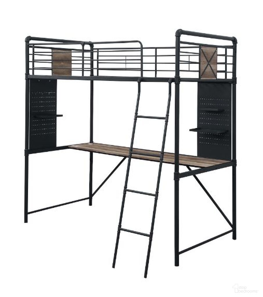 The appearance of Acme Cordelia Twin Loft Bed With Desk In Antique Oak And Dark Bronze Hand-Brushed Finish designed by ACME in the industrial interior design. This antique oak piece of furniture was selected by 1StopBedrooms from Cordelia Collection to add a touch of cosiness and style into your home. Sku: 38310HF;38311RL;38312DESK. Material: Wood. Bed Size: Twin. Bed Type: Loft Bed.