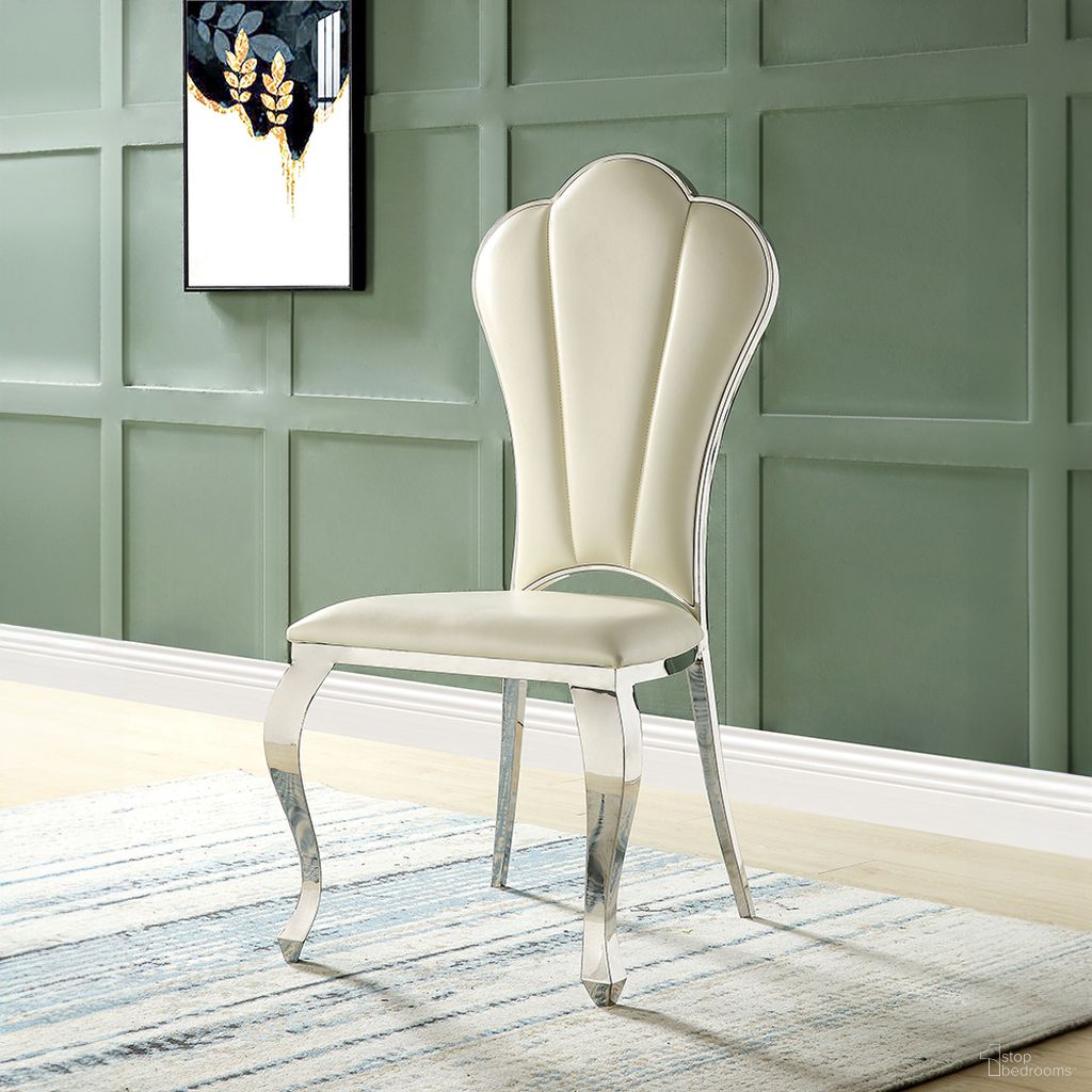 The appearance of Cyrene PU Upholstery Side Chair Set Of 2 In Beige designed by ACME in the glam interior design. This beige piece of furniture  was selected by 1StopBedrooms from Cyrene Collection to add a touch of cosiness and style into your home. Sku: DN00926. Material: Wood. Chair Type: Side Chair.