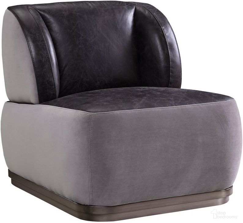 The appearance of Acme Decapree Accent Chair In Antique Slate Top Grain Leather and Gray Velvet designed by ACME in the industrial interior design. This slate piece of furniture was selected by 1StopBedrooms from Decapree Collection to add a touch of cosiness and style into your home. Sku: 59270. Material: Metal.