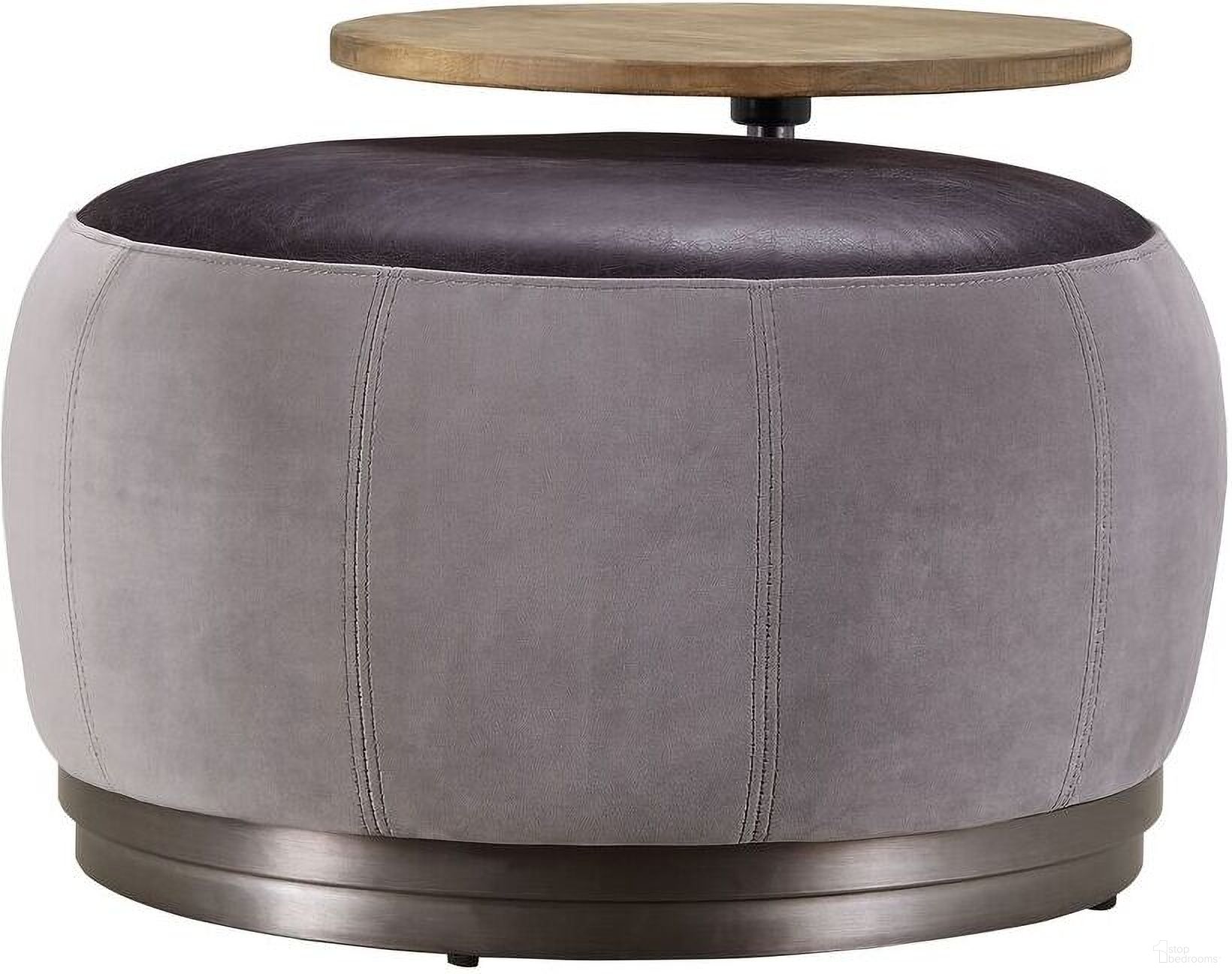 The appearance of Acme Decapree Ottoman In Antique Slate Top Grain Leather And Gray Velvet designed by ACME in the industrial interior design. This slate piece of furniture  was selected by 1StopBedrooms from Decapree Collection to add a touch of cosiness and style into your home. Sku: 59271. Material: Metal.