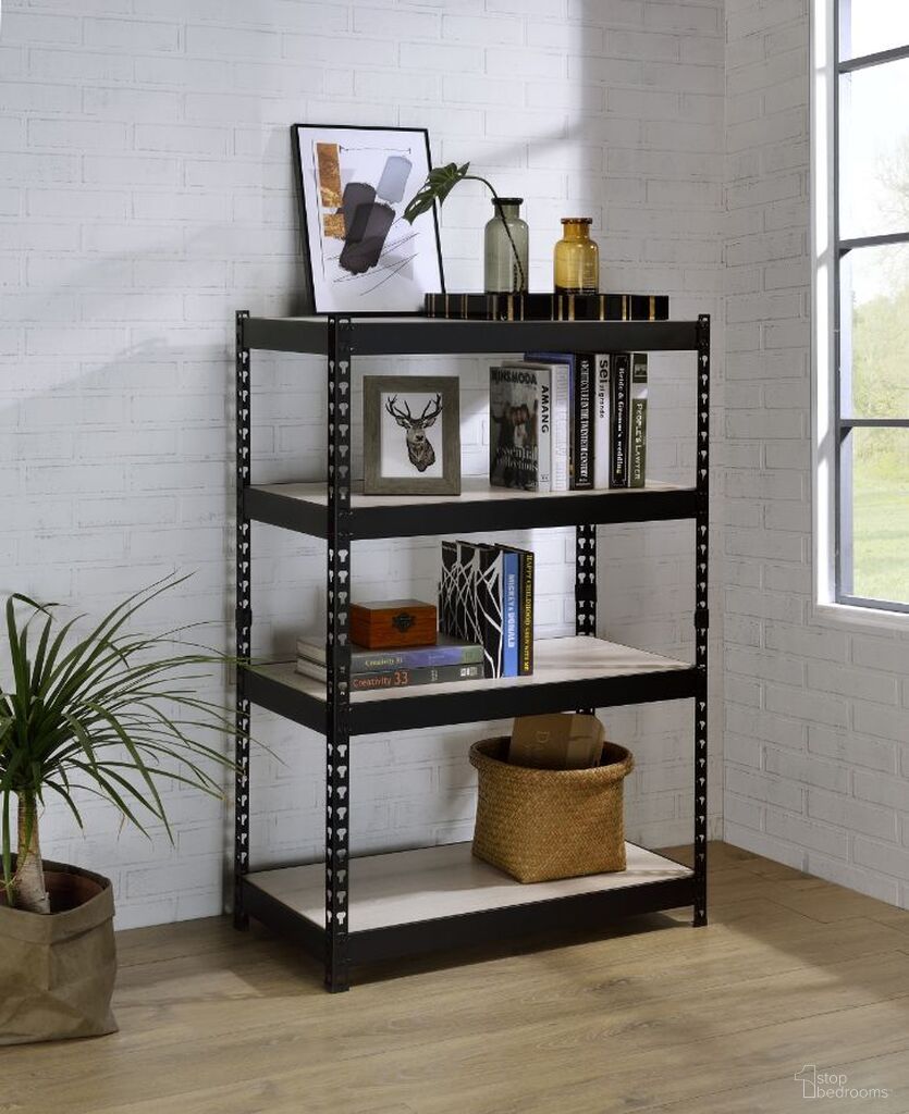 The appearance of Decmus 3 Tier Bookshelf In Natural and Black Finish designed by ACME in the industrial interior design. This natural piece of furniture  was selected by 1StopBedrooms from Decmus Collection to add a touch of cosiness and style into your home. Sku: 92784. Material: Wood.