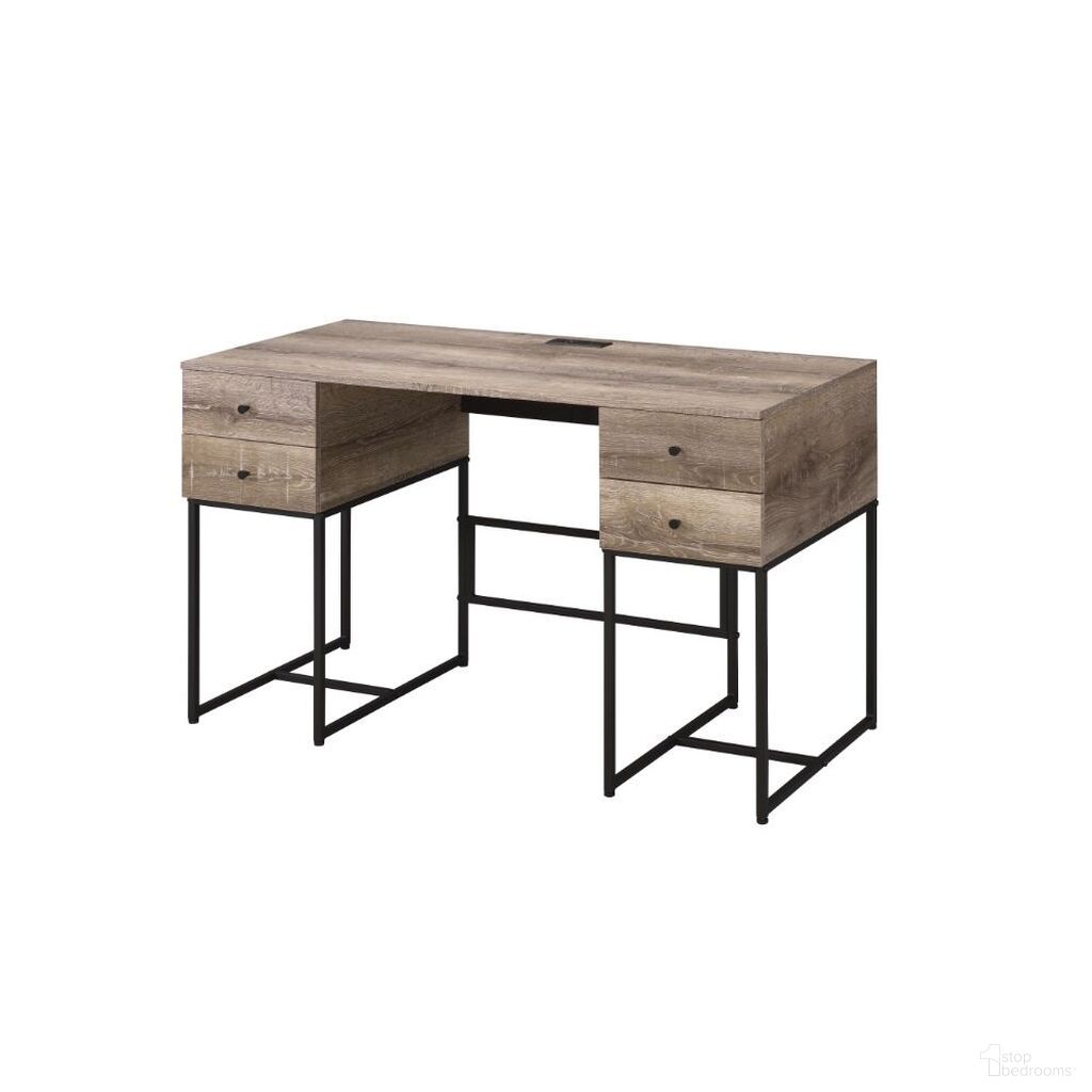 The appearance of Acme Desirre Desk With Usb Charging Dock In Rustic Oak And Black designed by ACME in the industrial interior design. This rustic oak and black piece of furniture  was selected by 1StopBedrooms from Desirre Collection to add a touch of cosiness and style into your home. Sku: 92640. Material: Wood.
