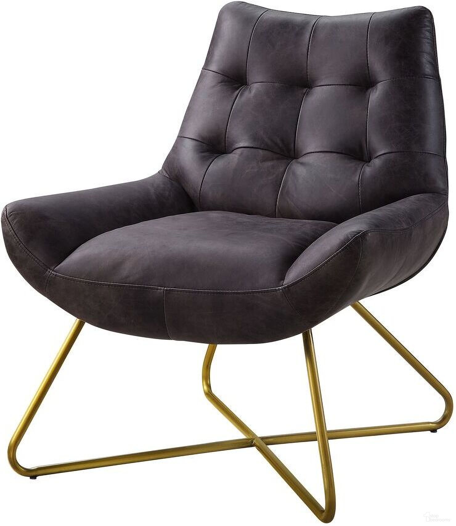 Acme Dhalsim Accent Chair In Antique Ebony Top Grain Leather