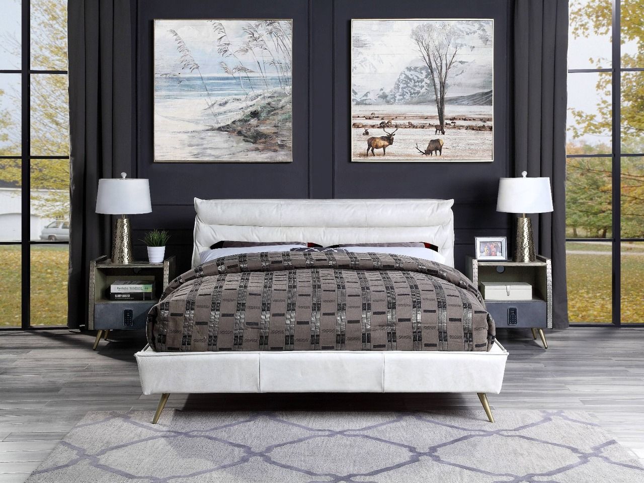 The appearance of Acme Doris Eastern King Bed In Vintage White Top Grain Leather designed by ACME in the industrial interior design. This vintage white piece of furniture was selected by 1StopBedrooms from Doris Collection to add a touch of cosiness and style into your home. Sku: BD00564EK1;BD00564EK2;BD00564EK3. Bed Type: Platform Bed. Material: Metal. Bed Size: Eastern King.