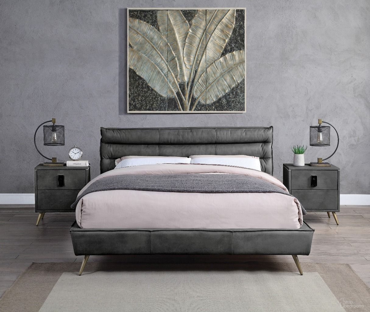 The appearance of Acme Doris Queen Bed In Gray Top Grain Leather designed by ACME in the industrial interior design. This gray piece of furniture  was selected by 1StopBedrooms from Doris Collection to add a touch of cosiness and style into your home. Sku: BD00563Q1;BD00563Q2;BD00563Q3. Bed Type: Platform Bed. Material: Metal. Bed Size: Queen.