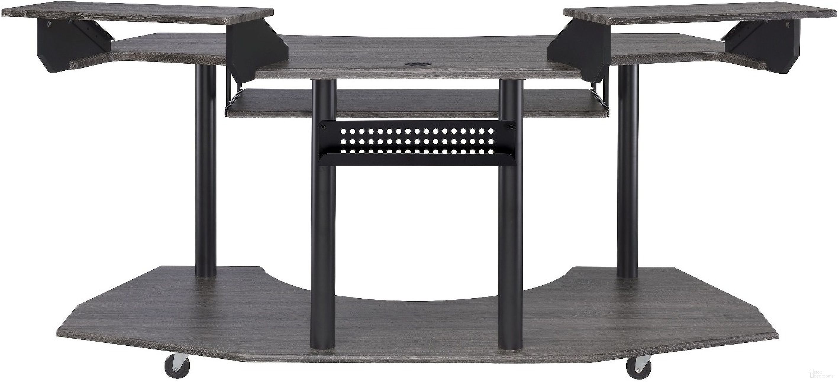 The appearance of Eleazar Music Recording Studio Desk with 2 Hutch In Black Oak designed by ACME in the modern / contemporary interior design. This oak piece of furniture was selected by 1StopBedrooms from Eleazar Collection to add a touch of cosiness and style into your home. Sku: 92890TOP;92891LEG. Material: Wood.